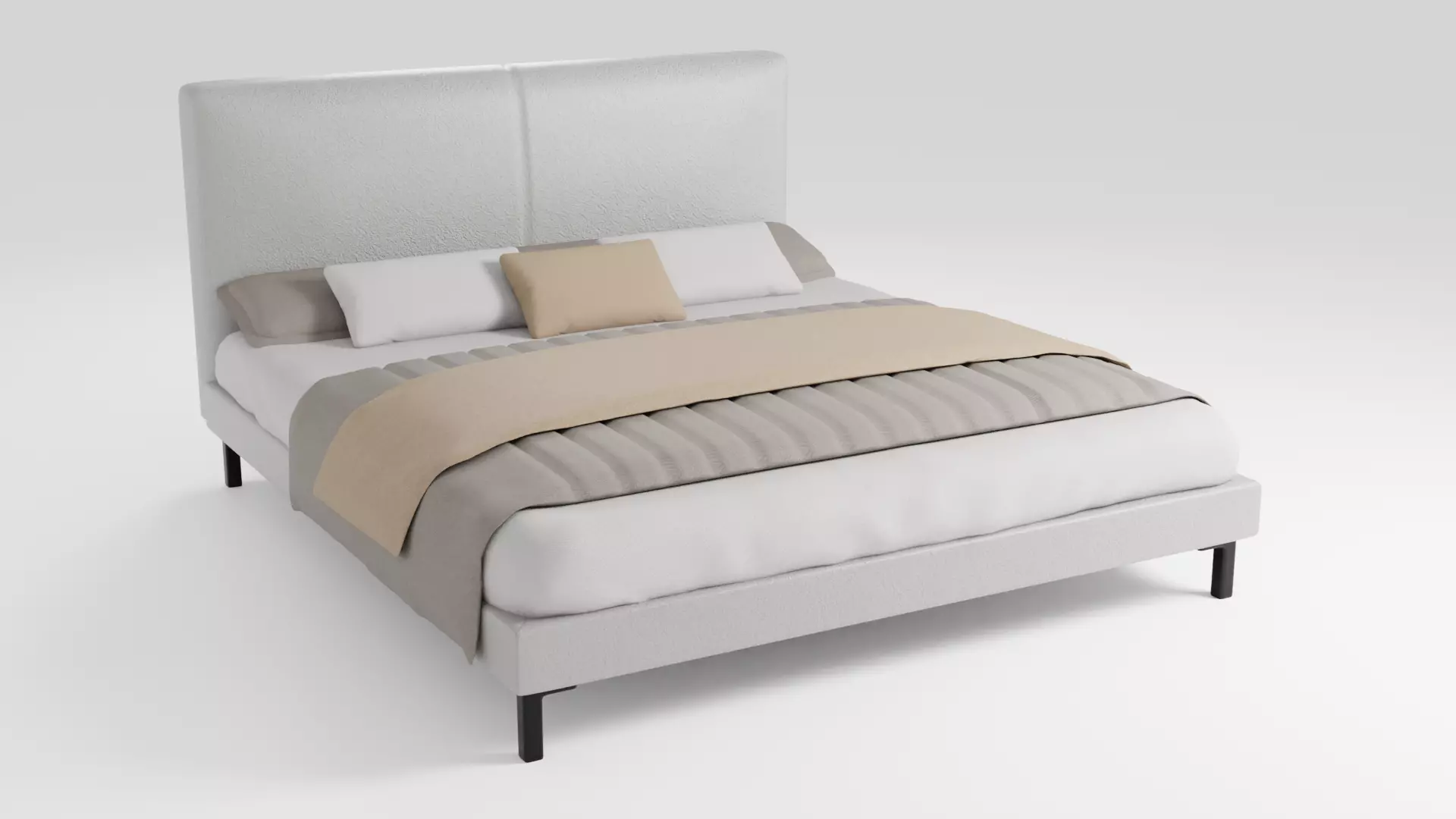 Bed with headboard in Italian modern design 3D model_0