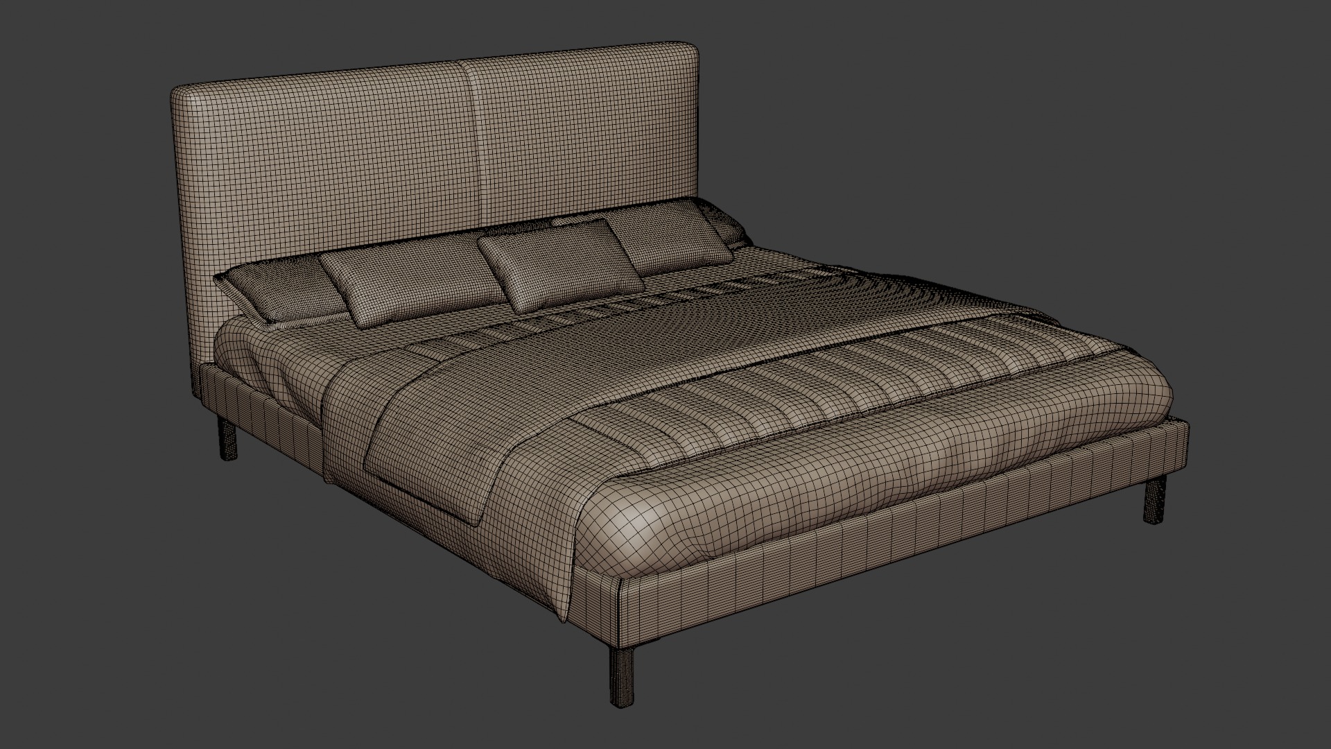 Bed with headboard in Italian modern design 3D model_6