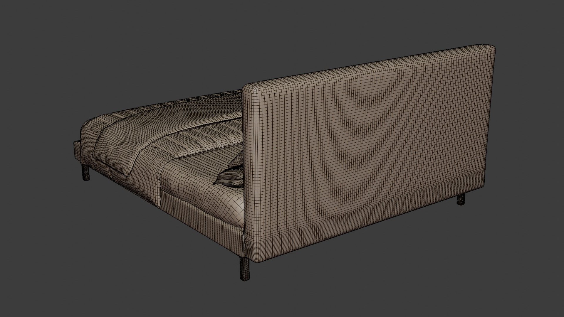 Bed with headboard in Italian modern design 3D model_7