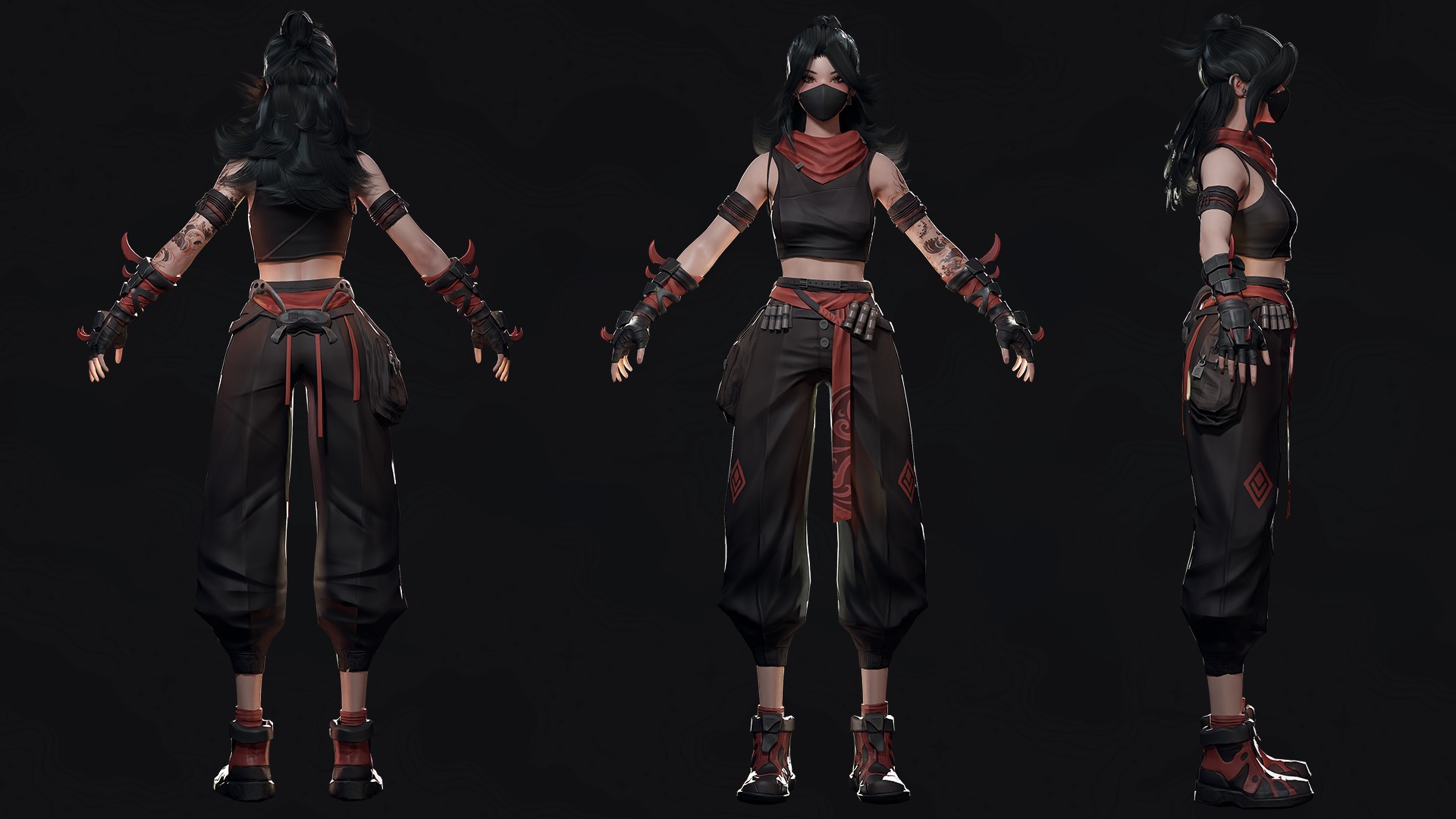 Cyberpunk Ninja Girl Vex - Game Ready Low-poly 3D model_22