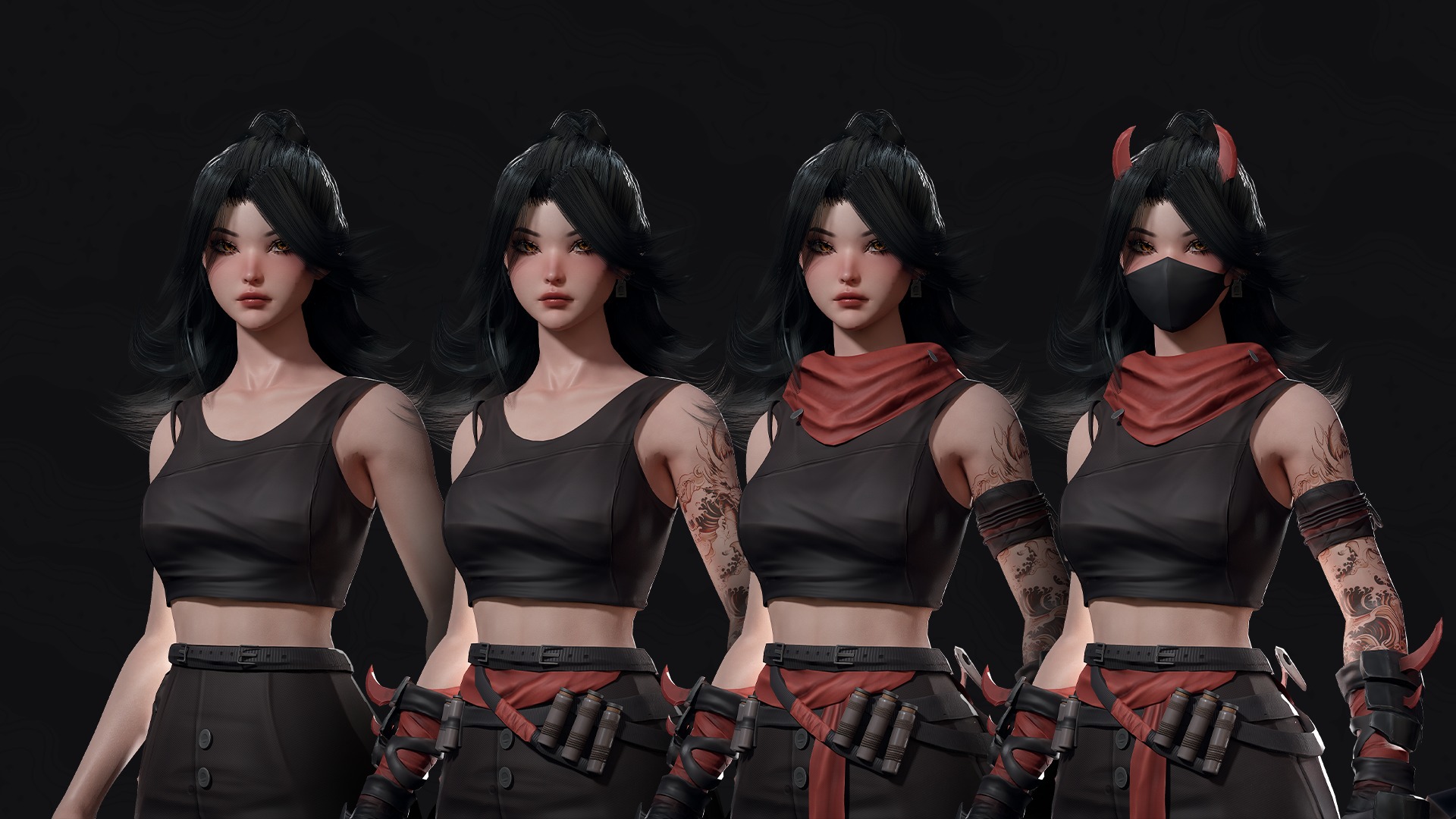 Cyberpunk Ninja Girl Vex - Game Ready Low-poly 3D model_9