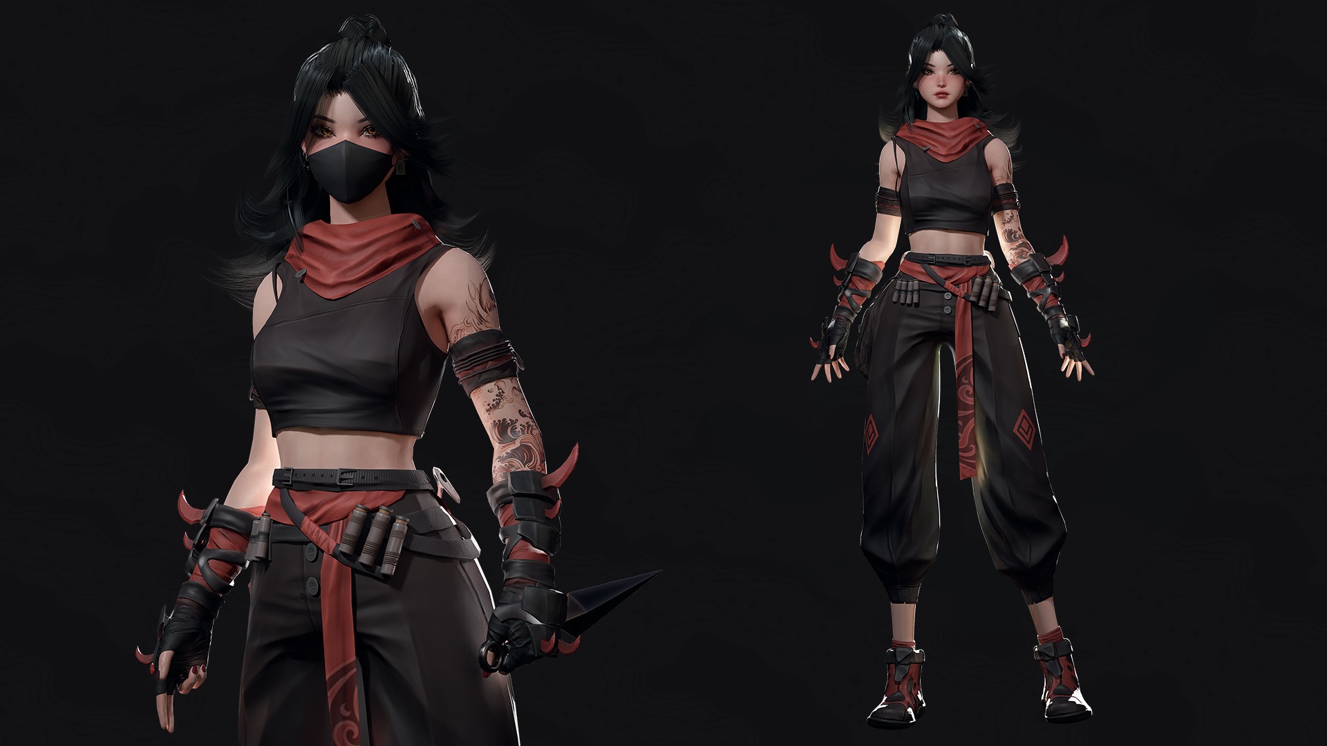 Cyberpunk Ninja Girl Vex - Game Ready Low-poly 3D model_2