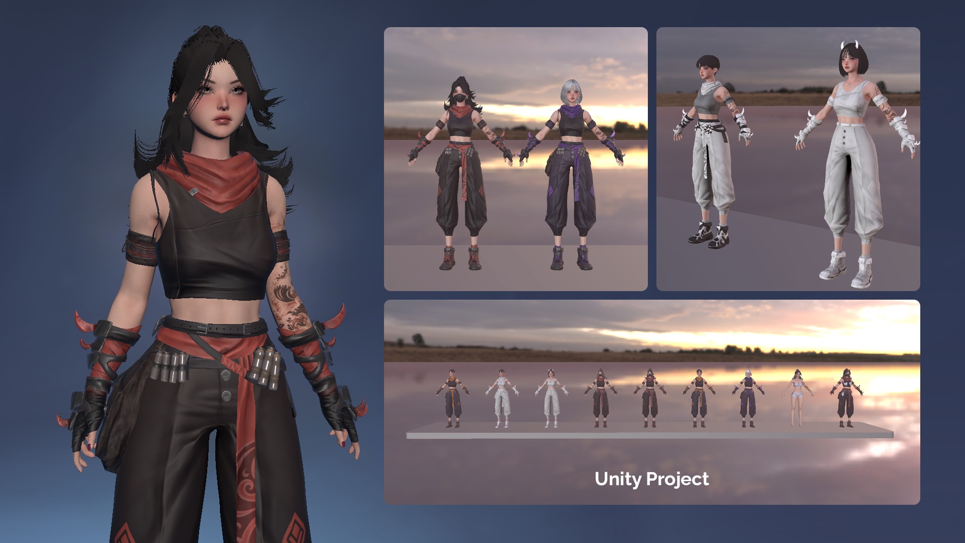 Cyberpunk Ninja Girl Vex - Game Ready Low-poly 3D model_20