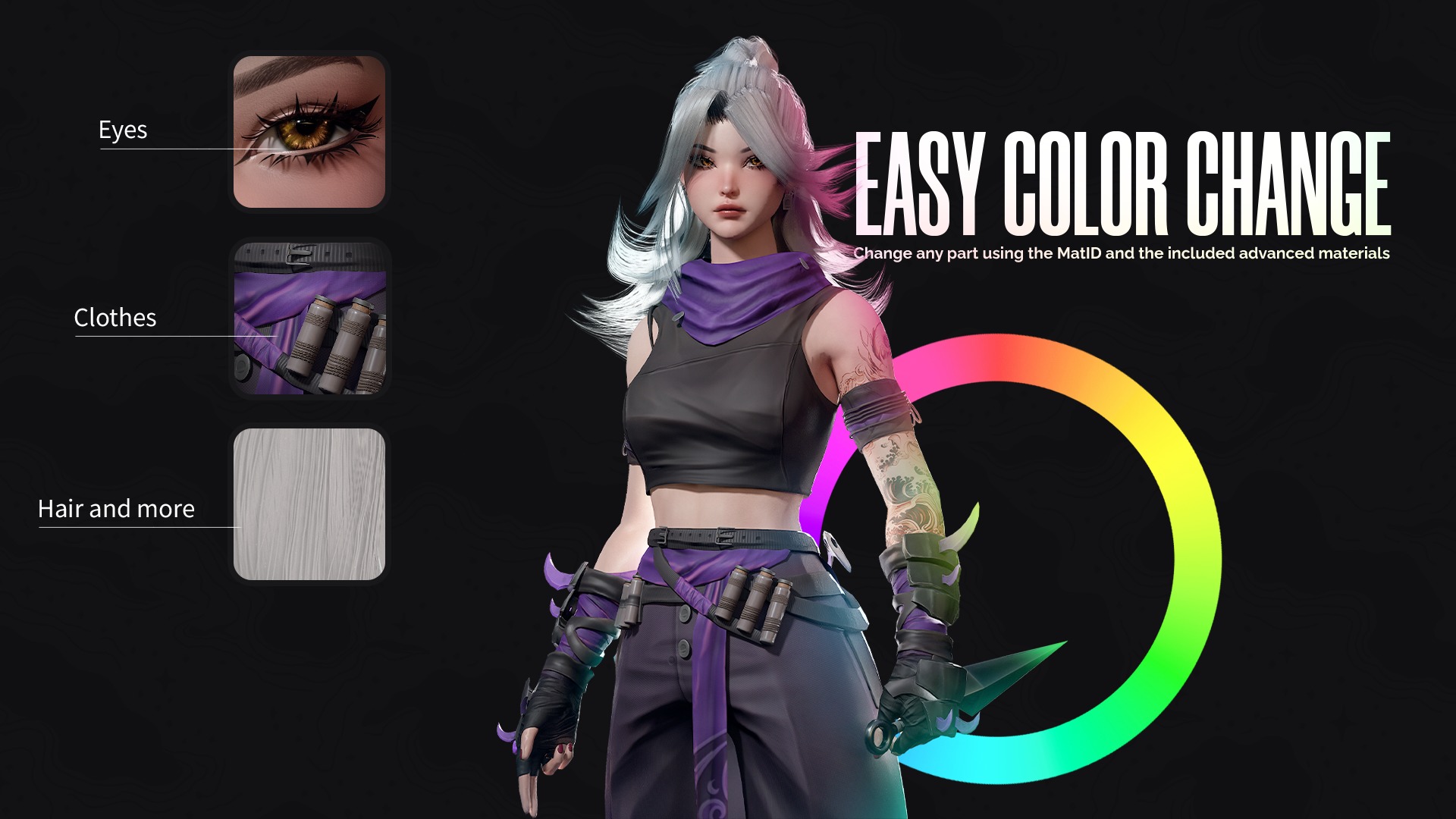 Cyberpunk Ninja Girl Vex - Game Ready Low-poly 3D model_5