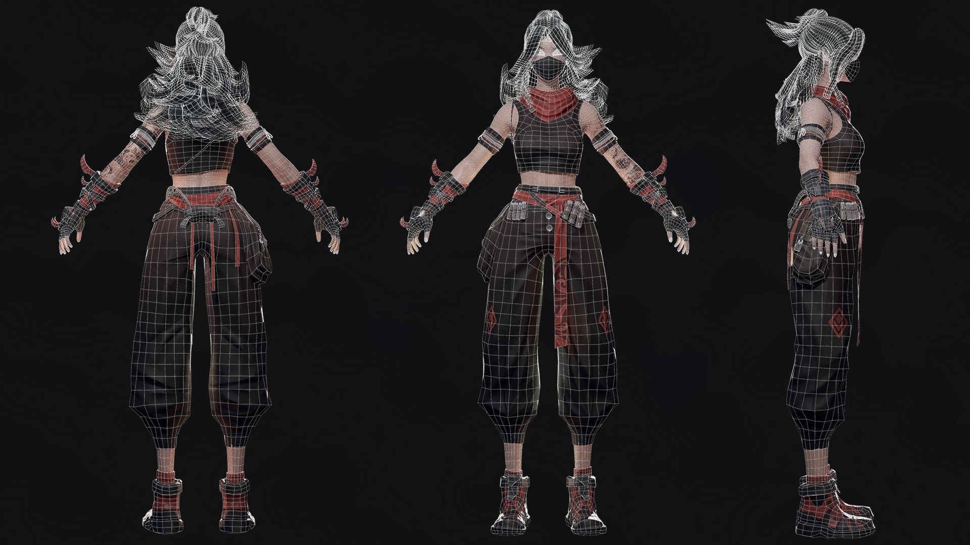 Cyberpunk Ninja Girl Vex - Game Ready Low-poly 3D model_23