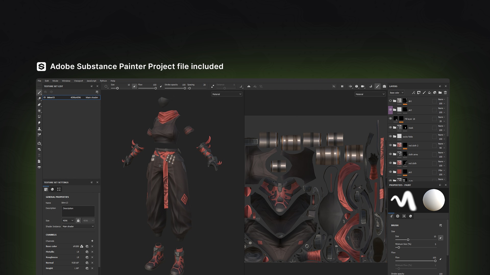 Cyberpunk Ninja Girl Vex - Game Ready Low-poly 3D model_24