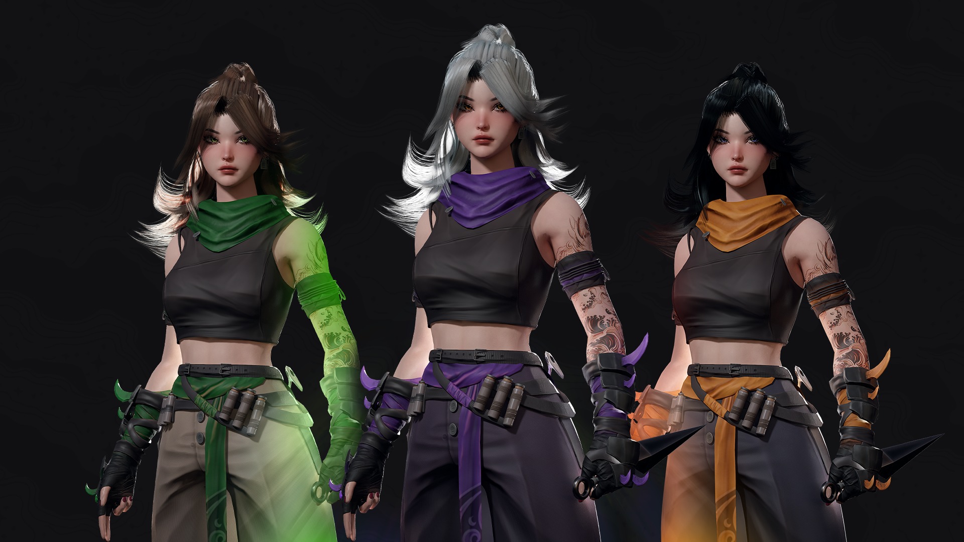 Cyberpunk Ninja Girl Vex - Game Ready Low-poly 3D model_6