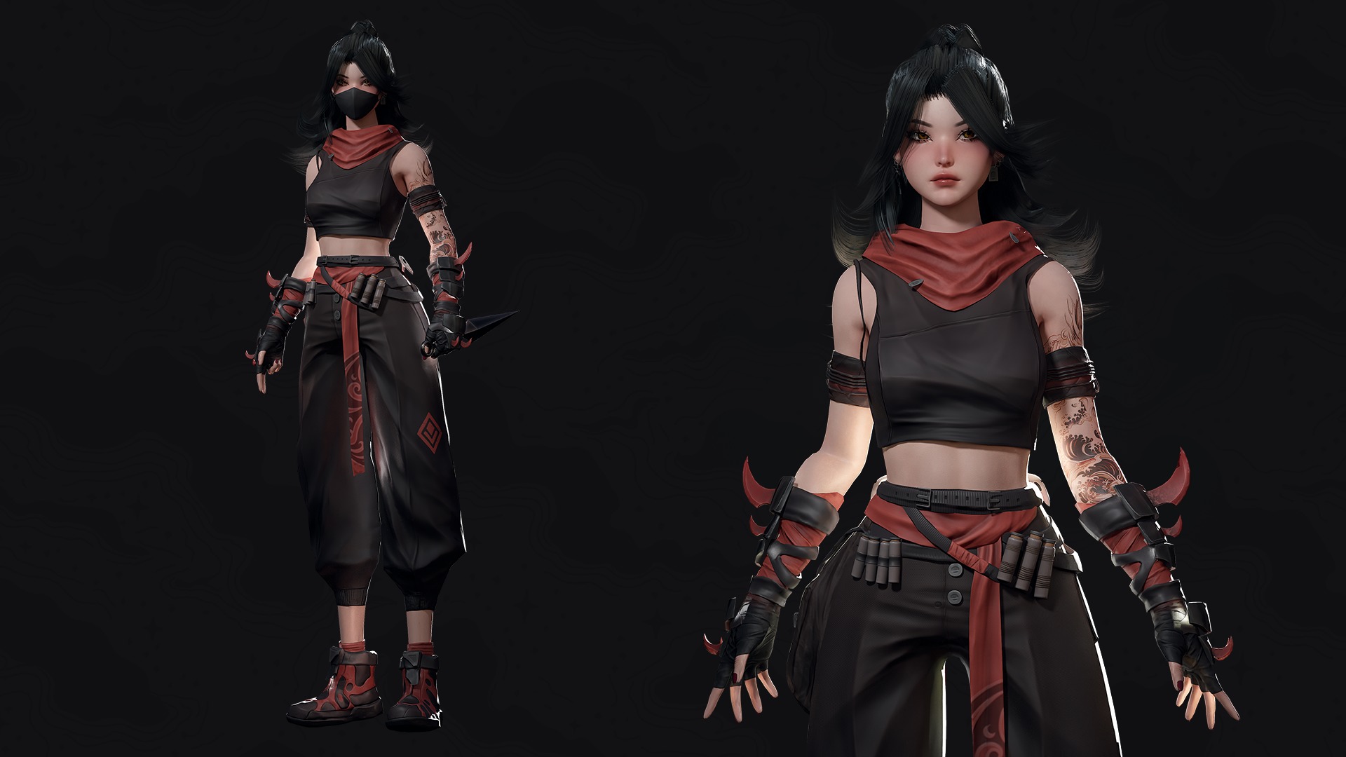 Cyberpunk Ninja Girl Vex - Game Ready Low-poly 3D model_3