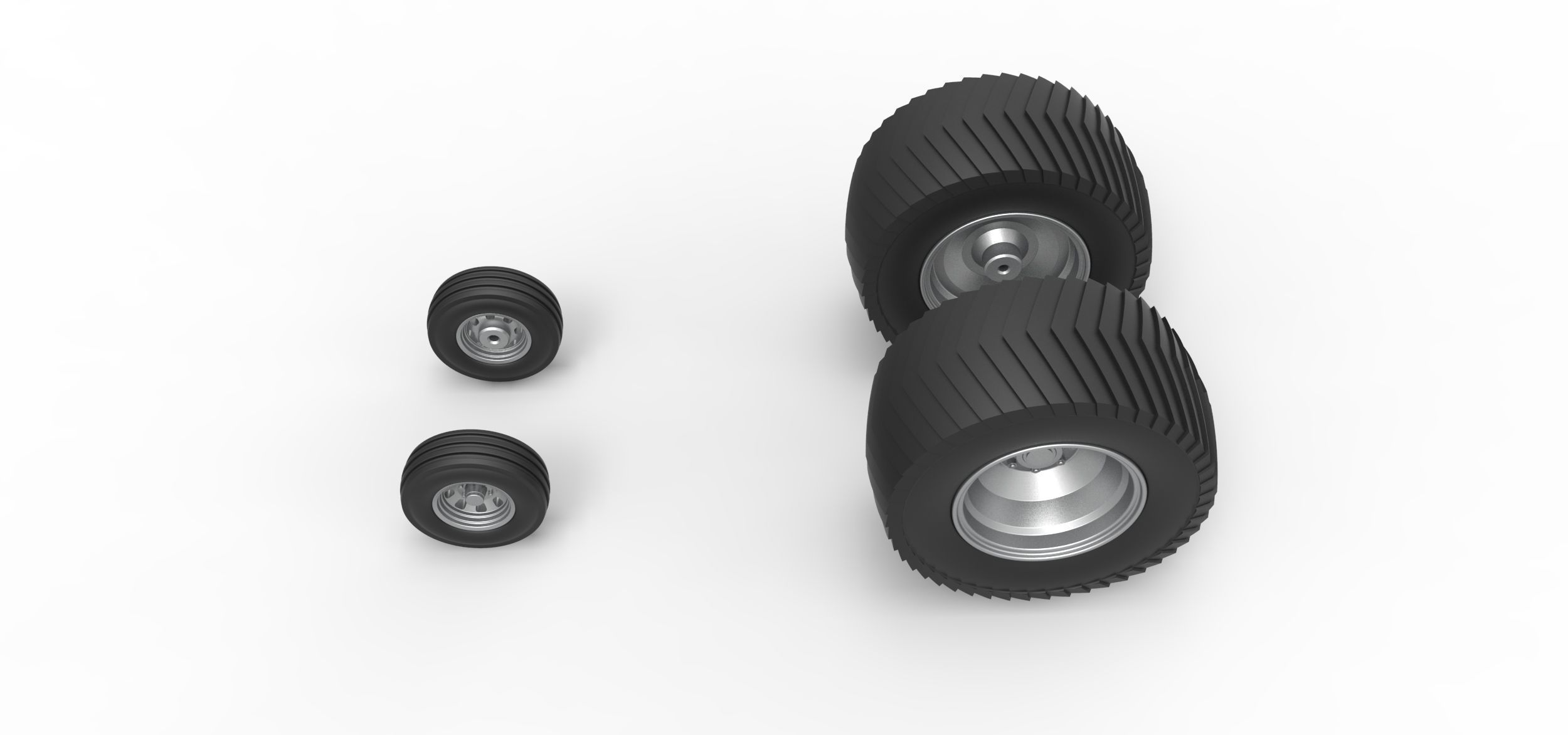 Wheel set of Pro Stock Pulling Tractor Scale 1 to 25 3D print model_4