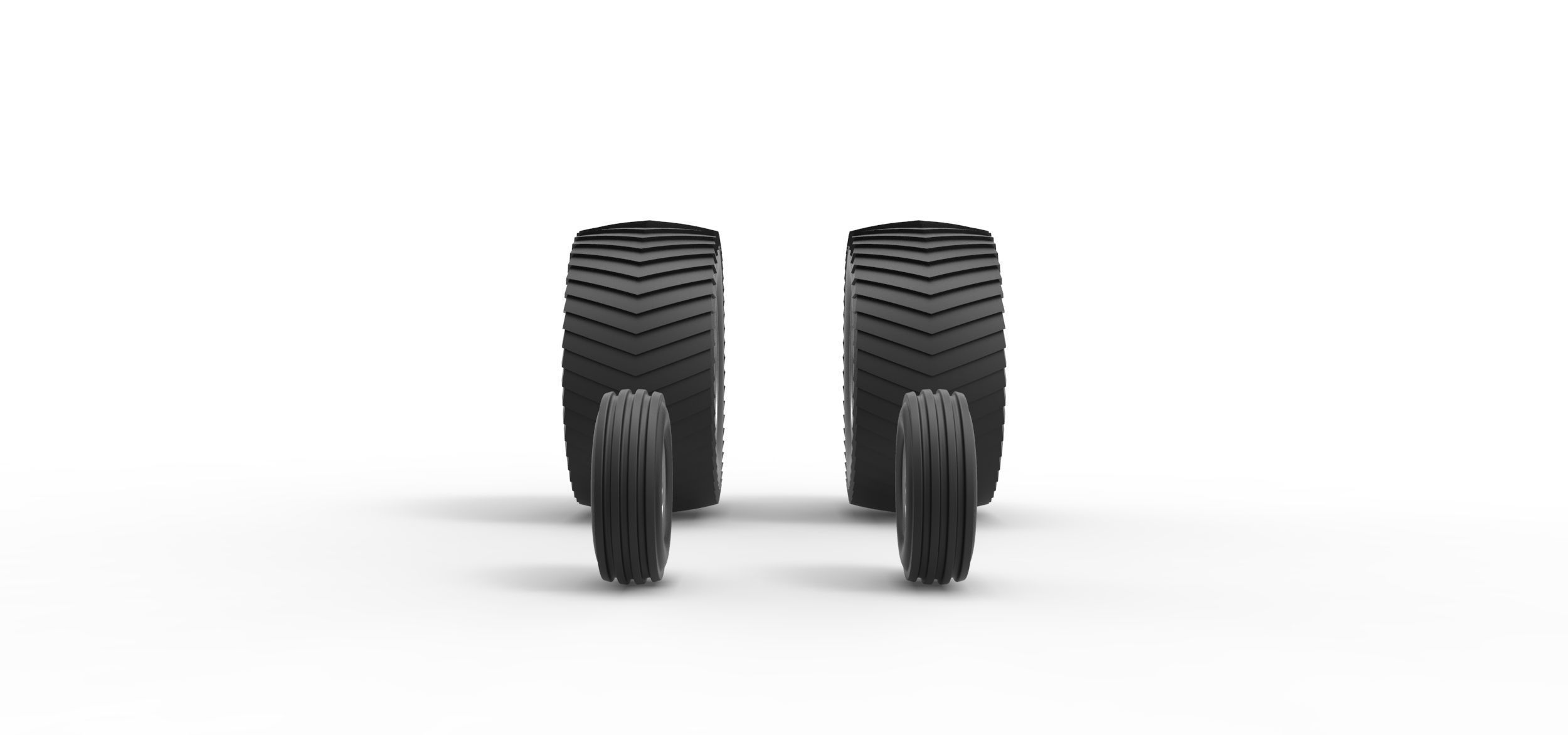 Wheel set of Pro Stock Pulling Tractor Scale 1 to 25 3D print model_2