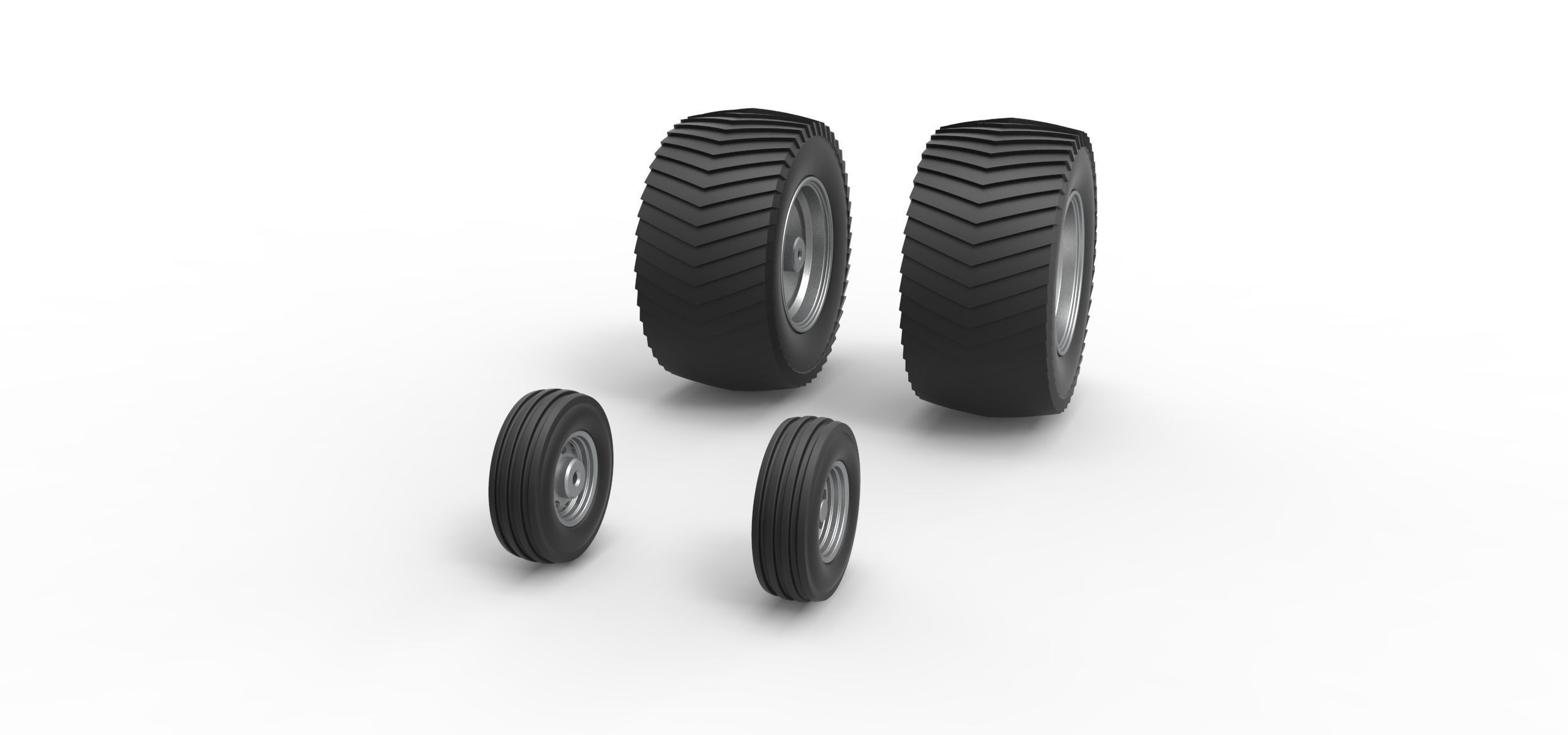 Wheel set of Pro Stock Pulling Tractor Scale 1 to 25 3D print model_1