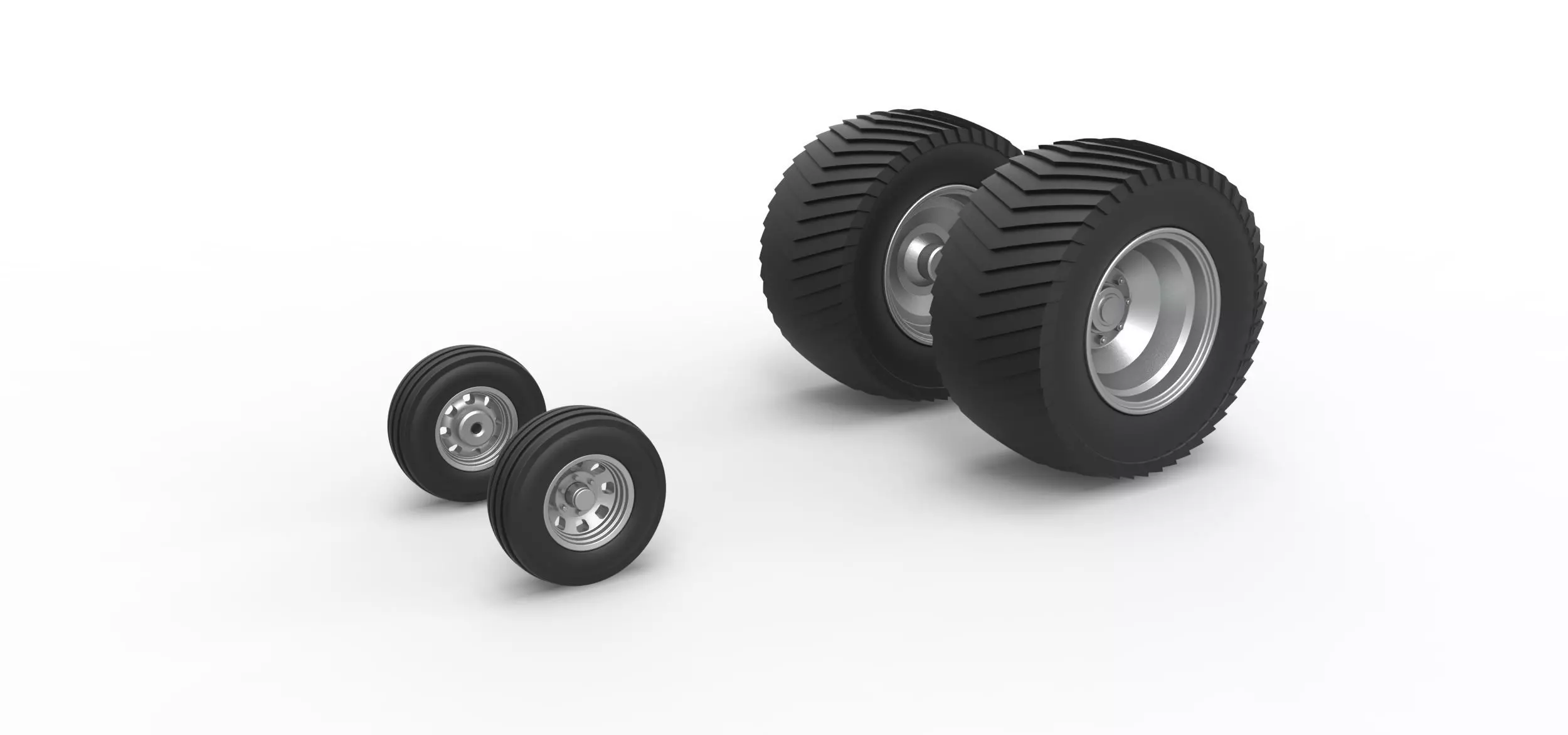 Wheel set of Pro Stock Pulling Tractor Scale 1 to 25 3D print model_0