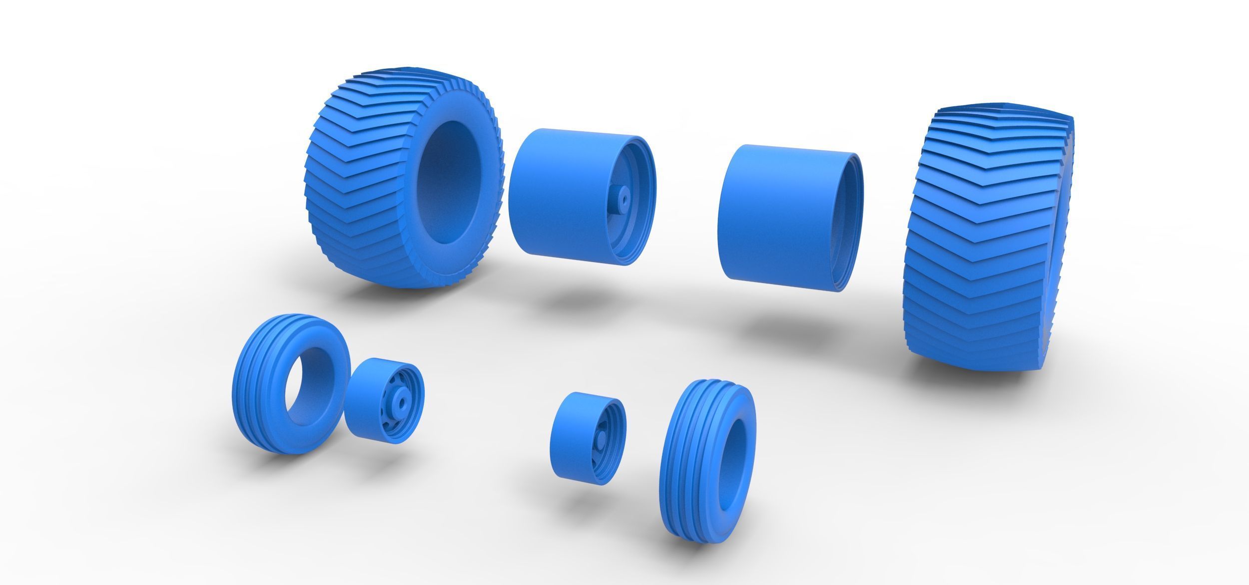 Wheel set of Pro Stock Pulling Tractor Scale 1 to 25 3D print model_9