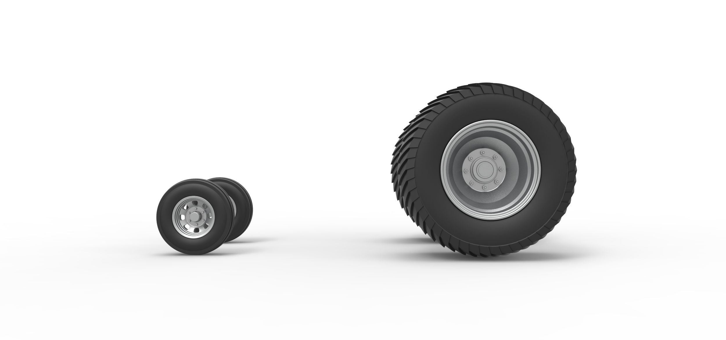 Wheel set of Pro Stock Pulling Tractor Scale 1 to 25 3D print model_3