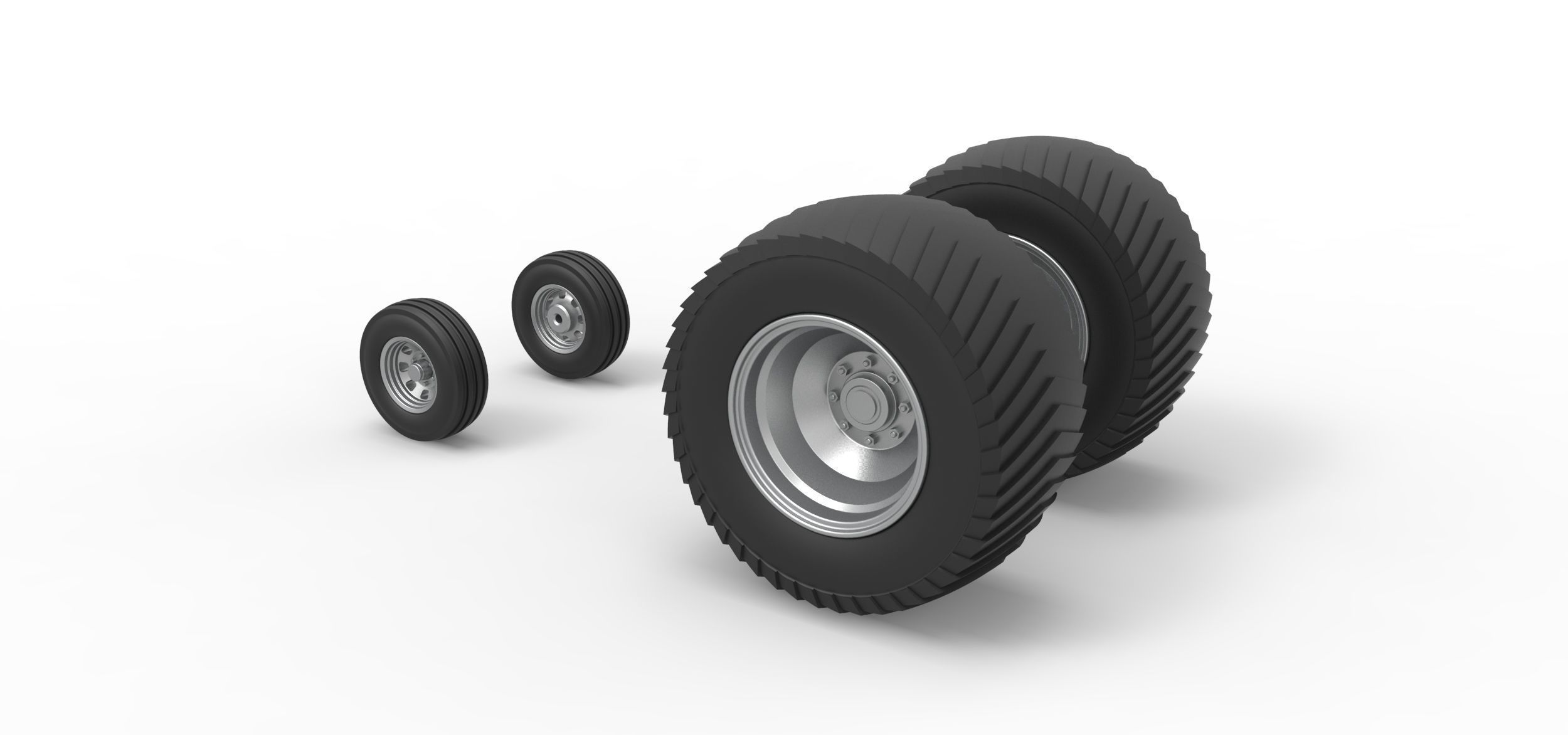 Wheel set of Pro Stock Pulling Tractor Scale 1 to 25 3D print model_6
