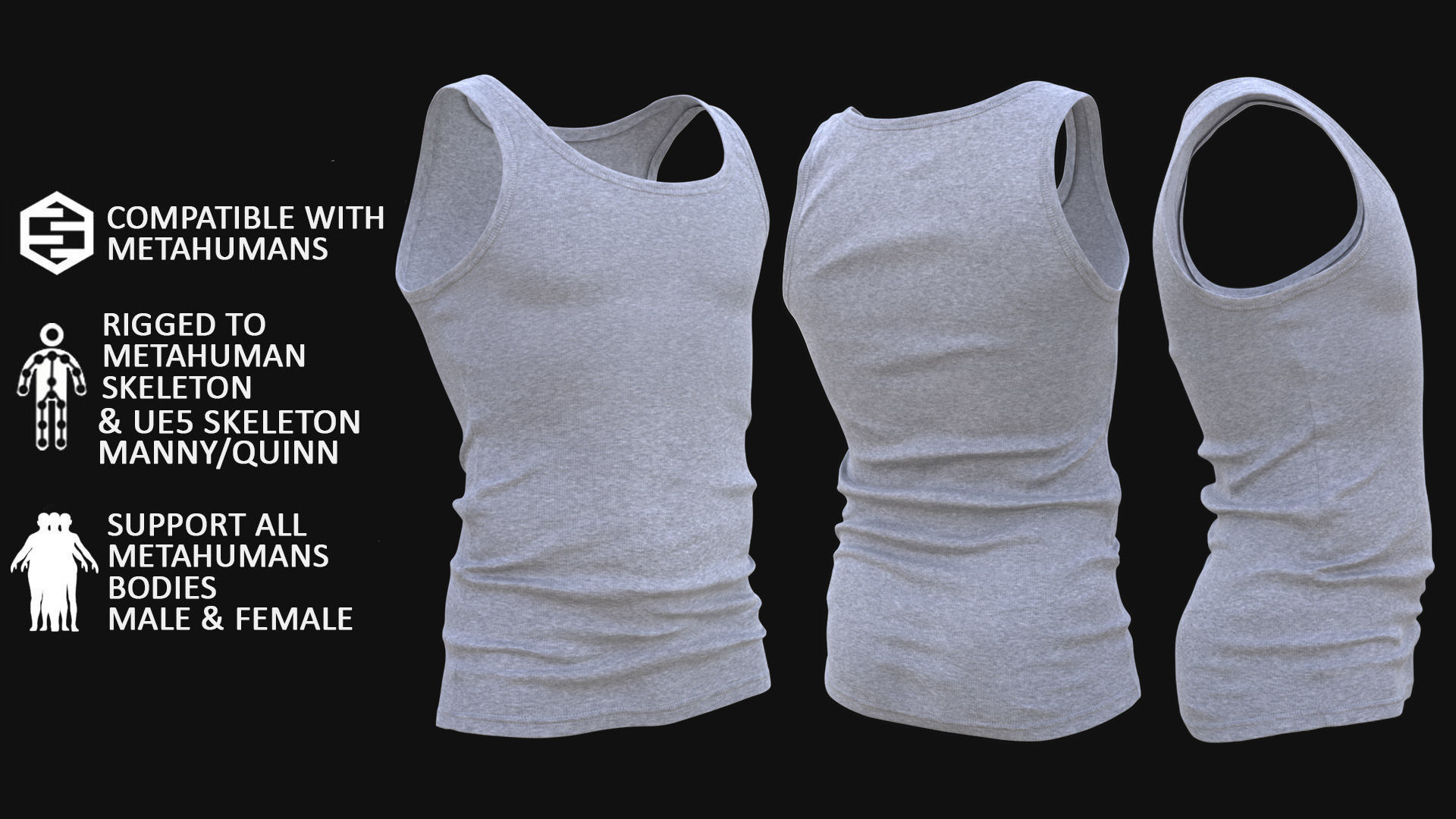 Singlet 8 - All MH Bodies and UE5 Skeletons - Rigged Low-poly 3D model_3