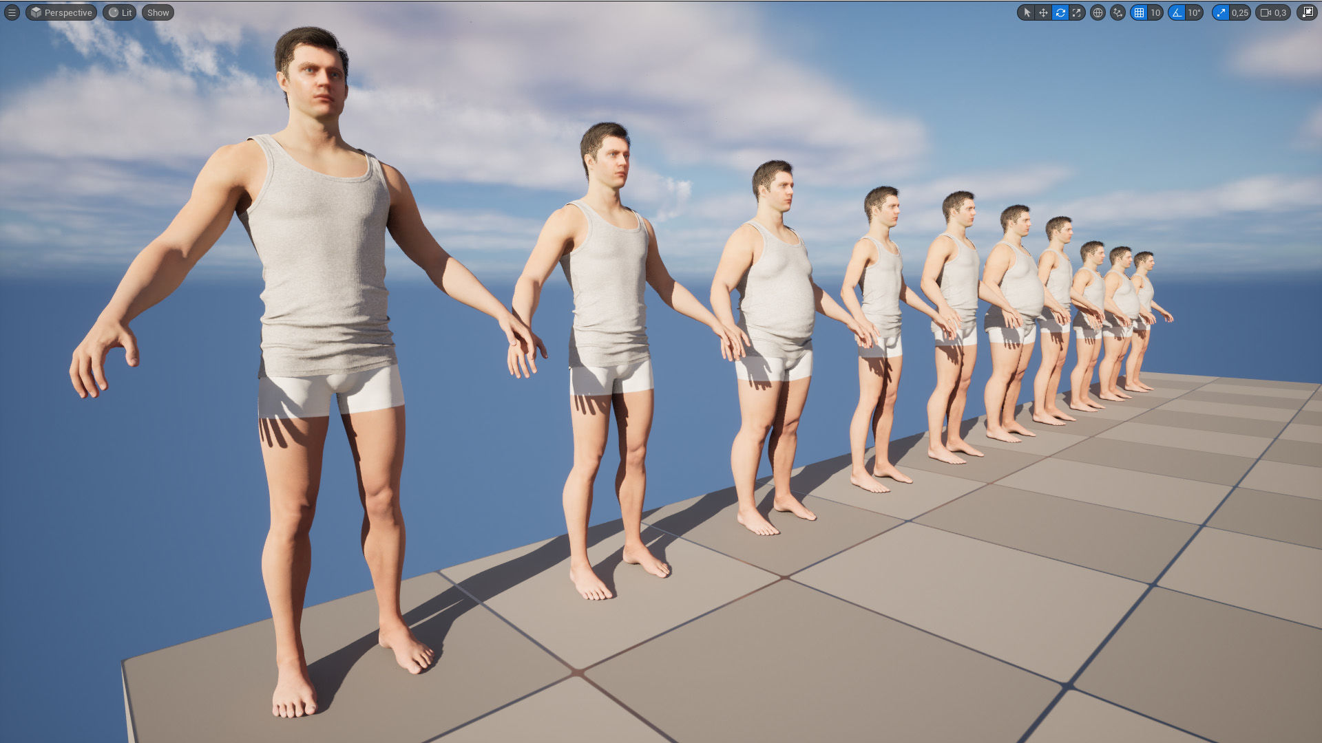 Singlet 8 - All MH Bodies and UE5 Skeletons - Rigged Low-poly 3D model_12