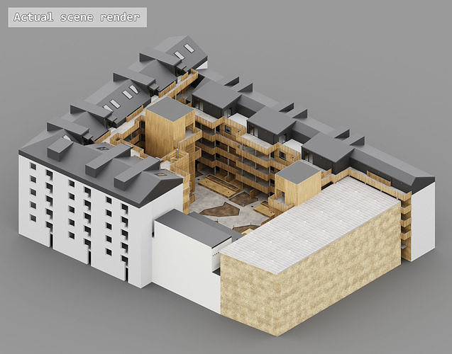 Residential apartment complex Qvillestaden inner yard 3D model 3