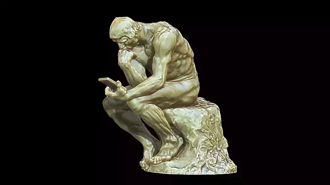 Derivative art of the Rodin The Thinker 3D print model
