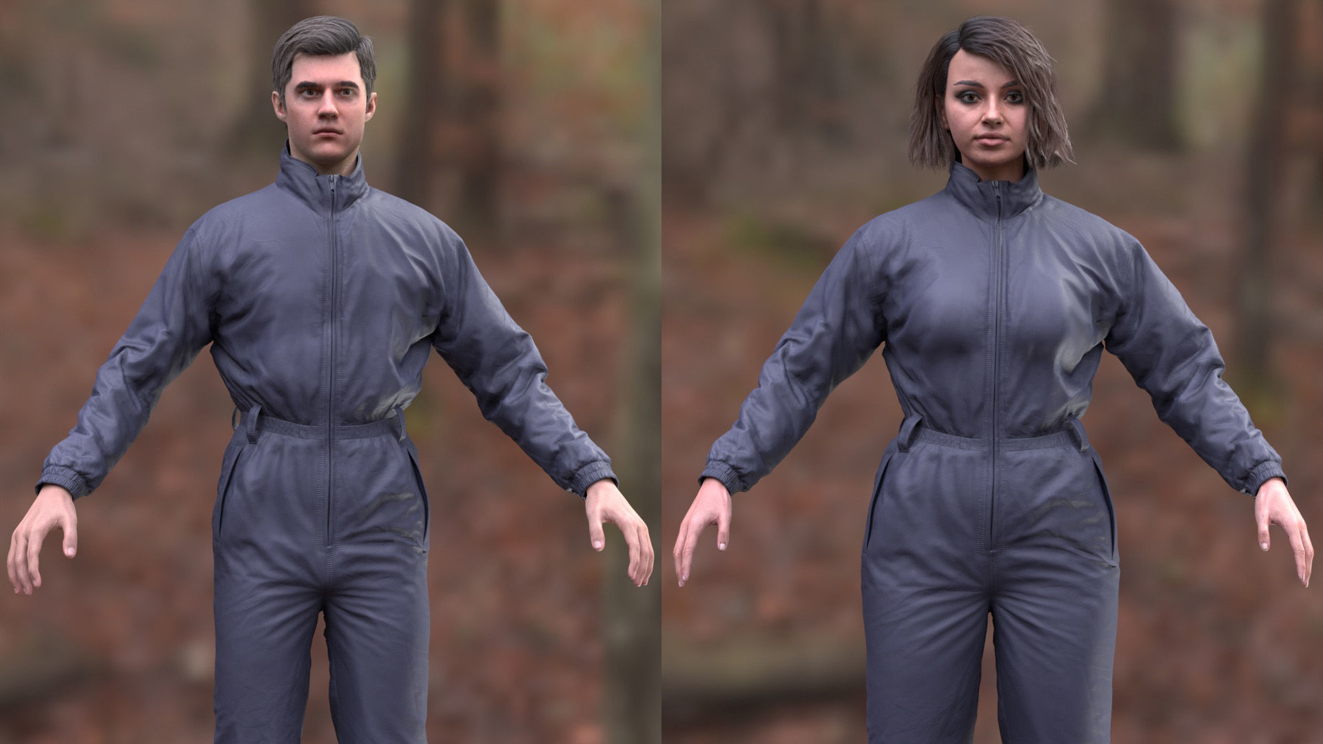 Jumpsuit 1 - All MH Bodies and UE5 Skeletons - Rigged Low-poly 3D model_10