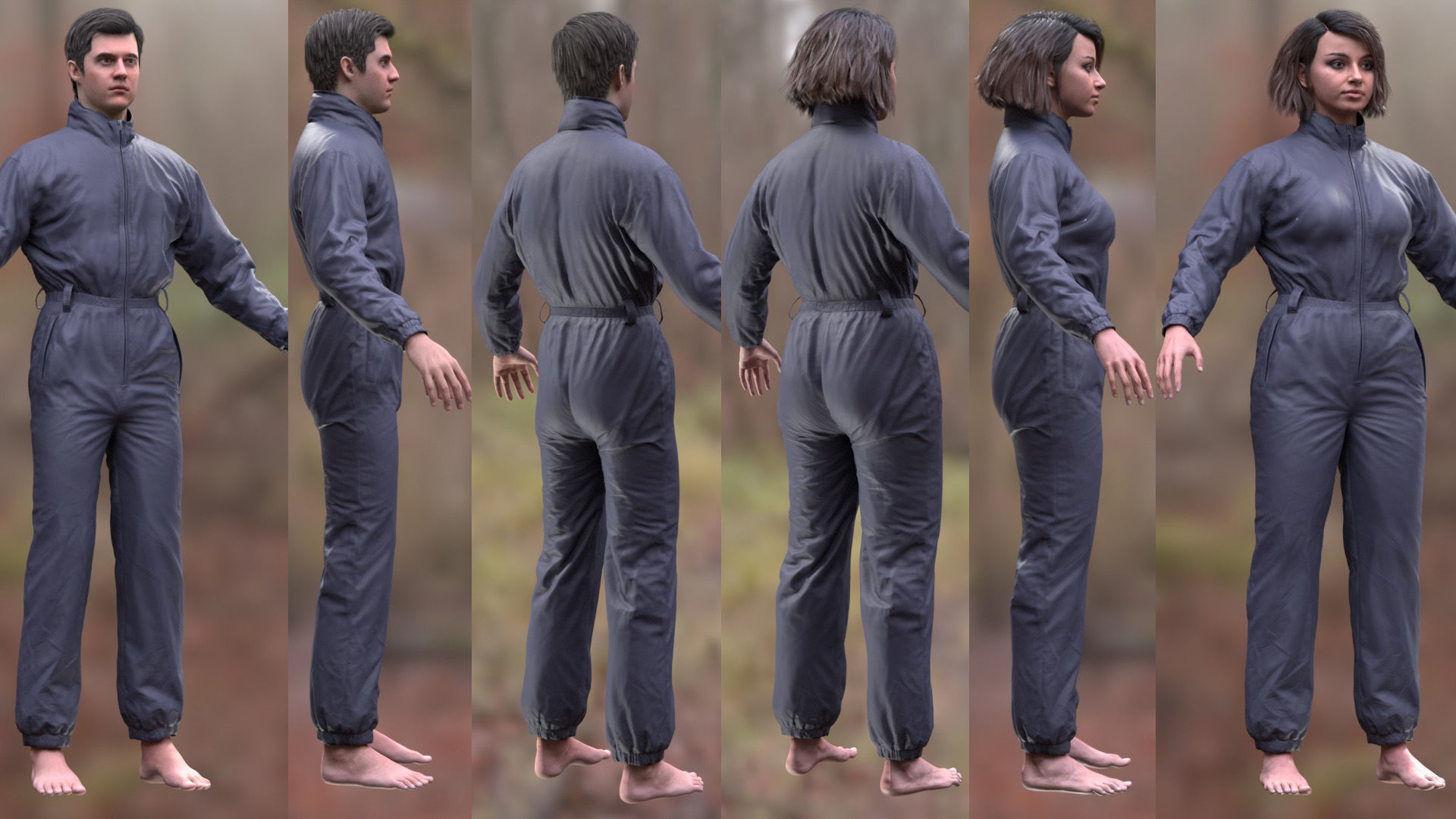 Jumpsuit 1 - All MH Bodies and UE5 Skeletons - Rigged Low-poly 3D model_4