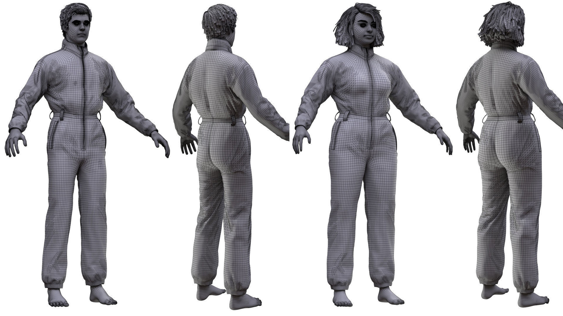 Jumpsuit 1 - All MH Bodies and UE5 Skeletons - Rigged Low-poly 3D model_16