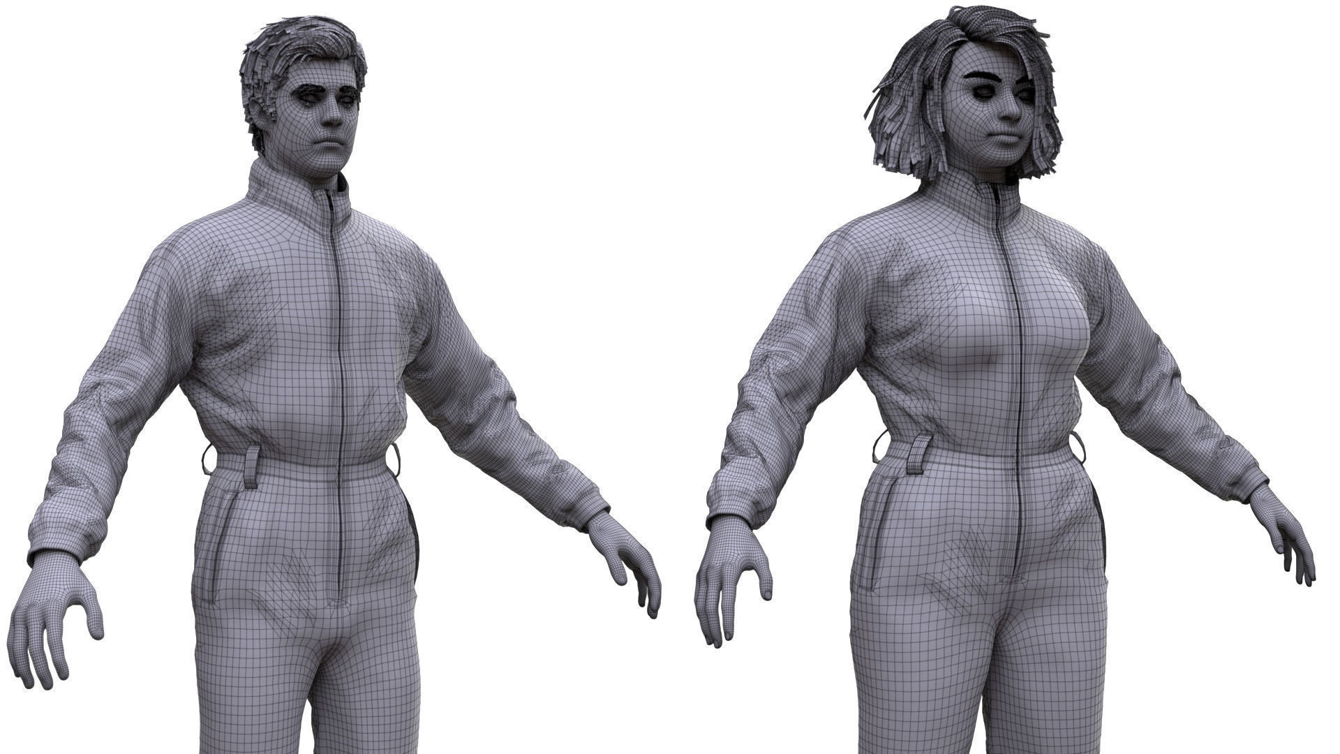 Jumpsuit 1 - All MH Bodies and UE5 Skeletons - Rigged Low-poly 3D model_17