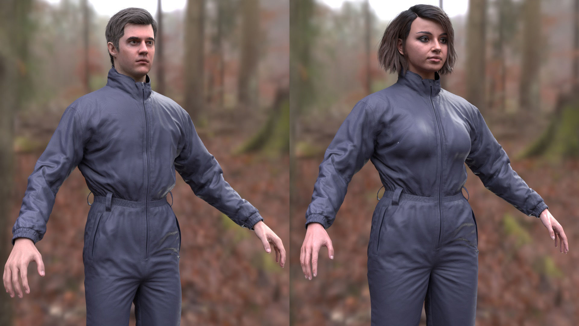 Jumpsuit 1 - All MH Bodies and UE5 Skeletons - Rigged Low-poly 3D model_6