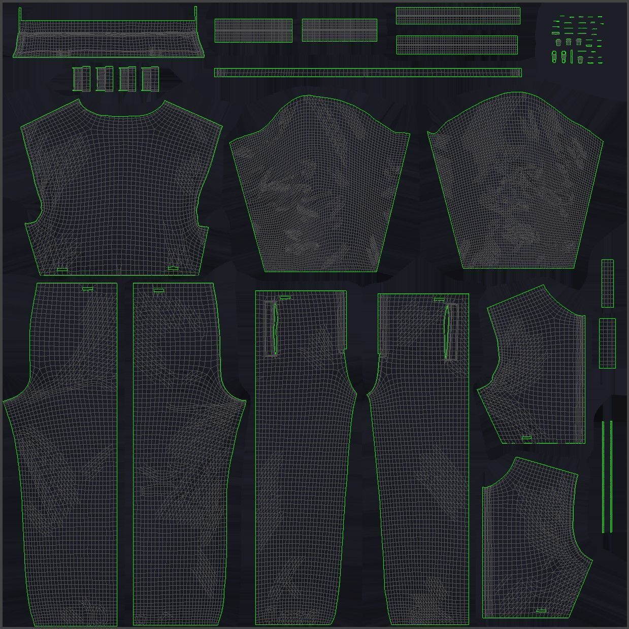 Jumpsuit 1 - All MH Bodies and UE5 Skeletons - Rigged Low-poly 3D model_29