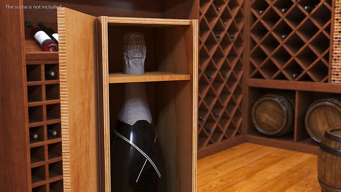 Luxurious Champagne in Wooden Box 3D model 3