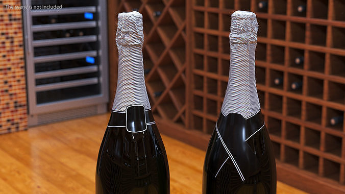 Luxurious Champagne in Wooden Box 3D model 5