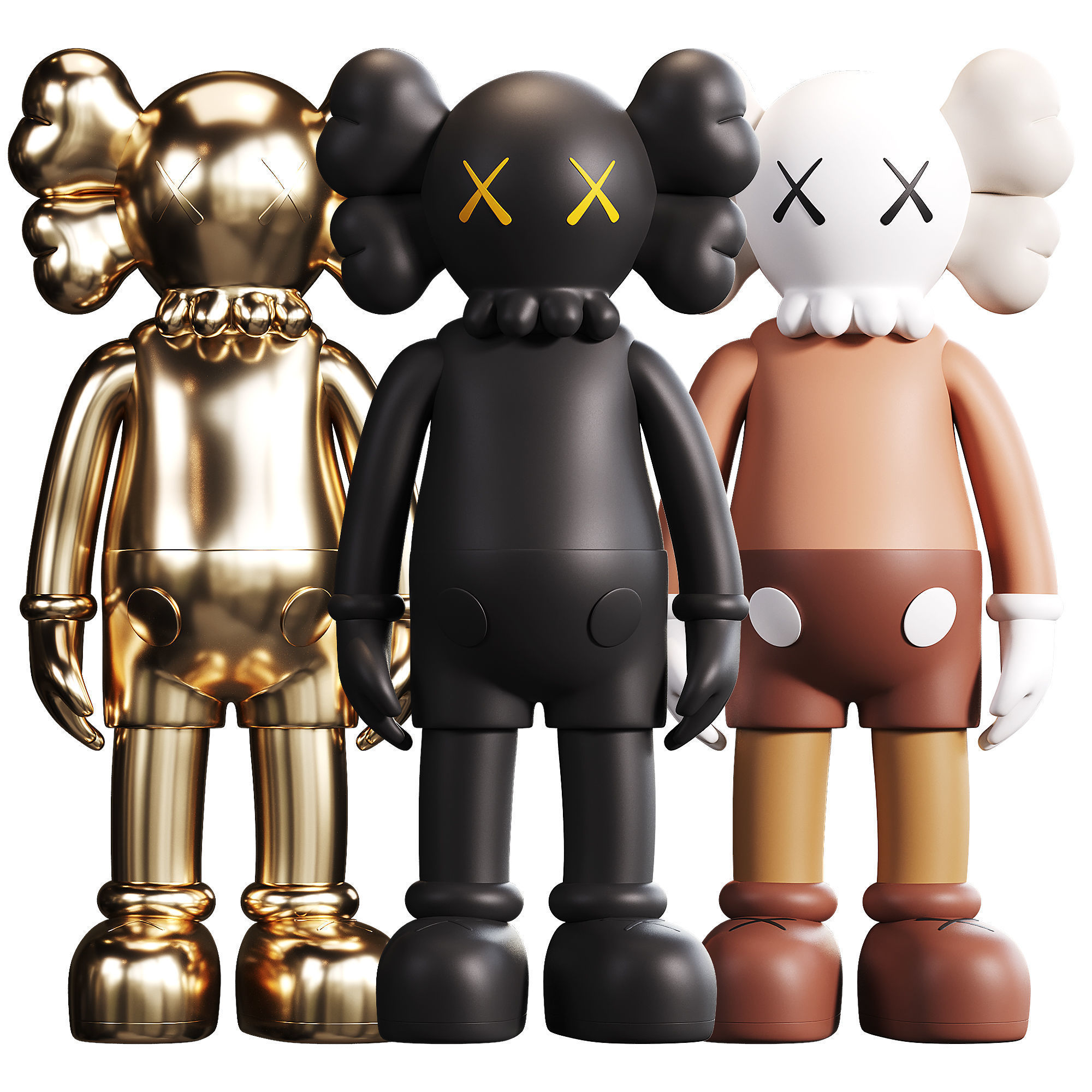 Kaws figure Low-poly 3D model_1