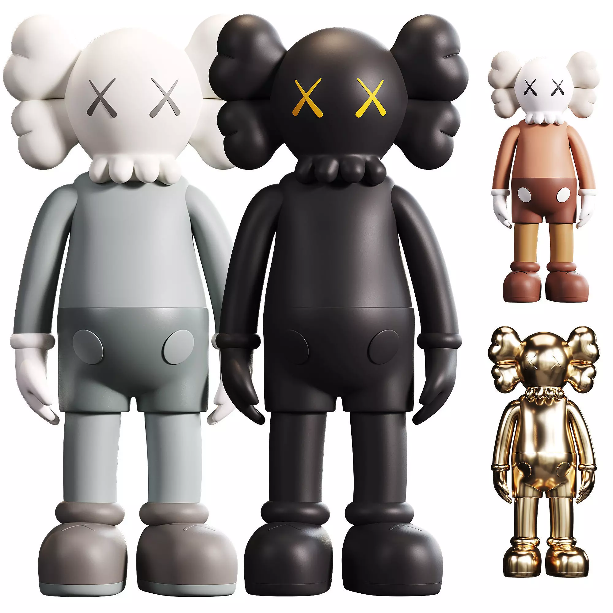 Kaws figure Low-poly 3D model_0