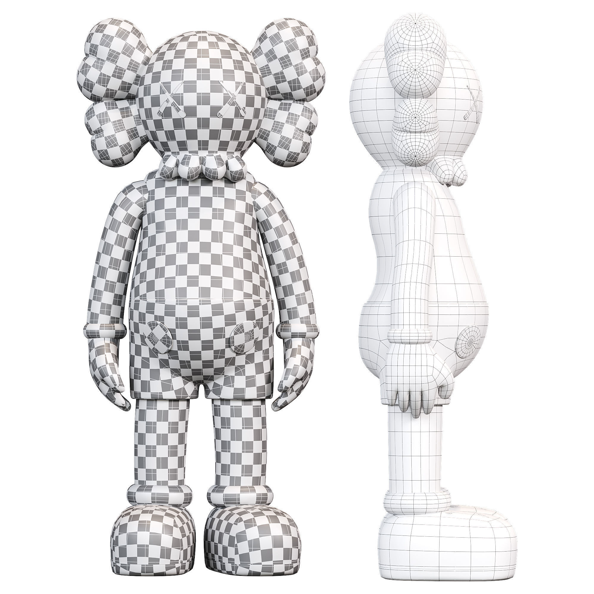 Kaws figure Low-poly 3D model_5