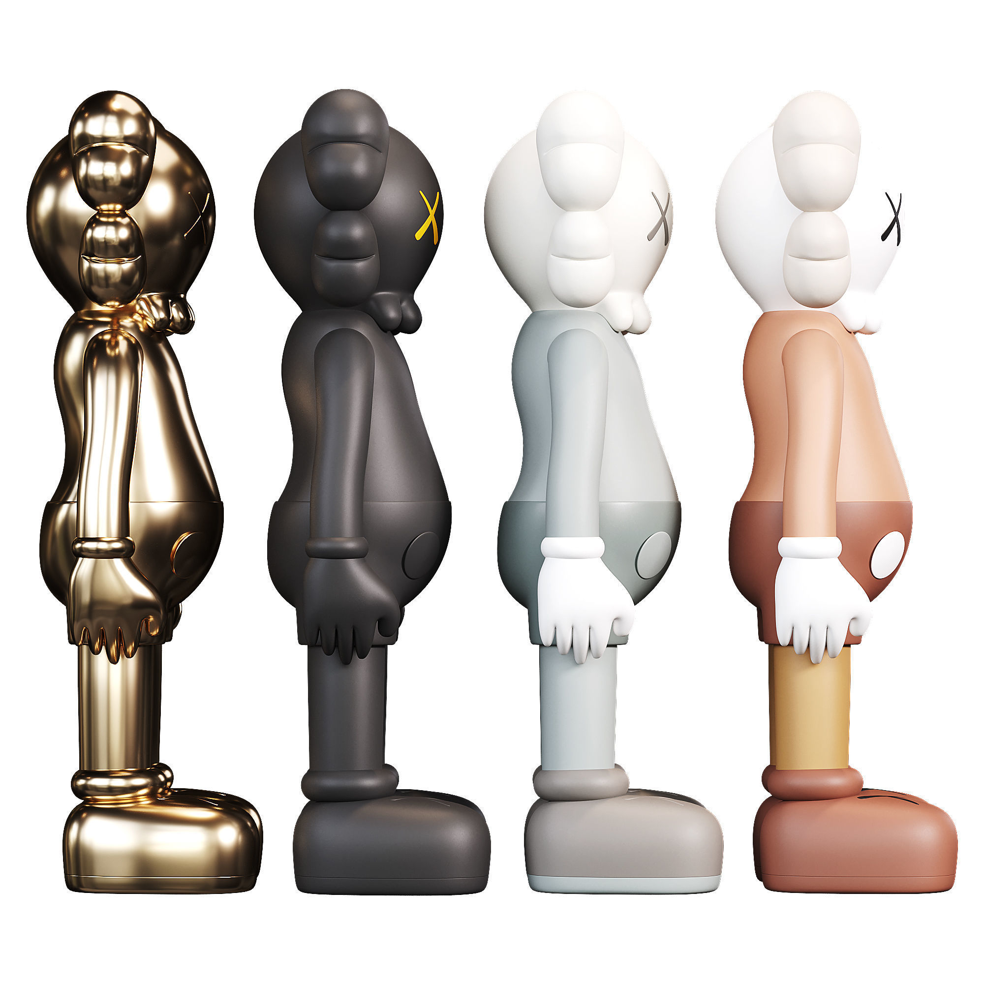 Kaws figure Low-poly 3D model_3