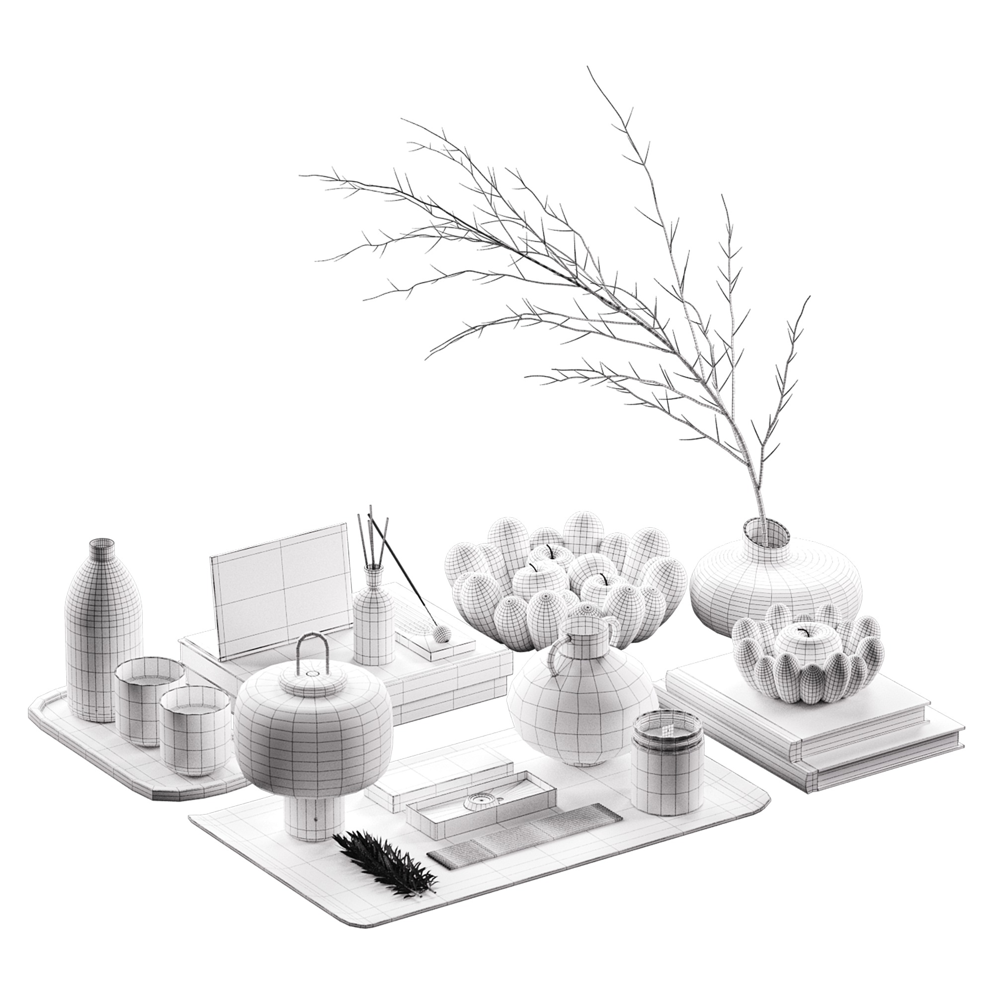 Decorative set 10 Low-poly 3D model_5