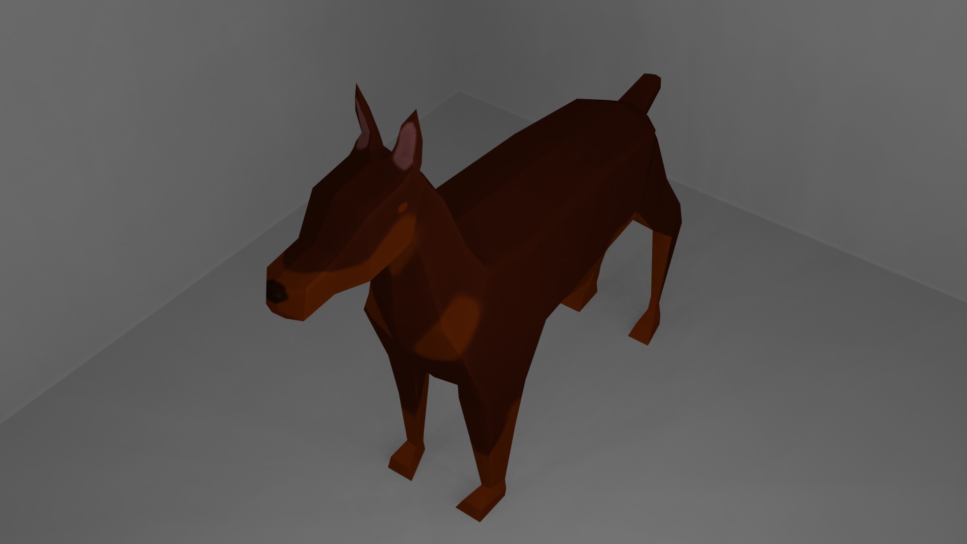 Doberman Dog Low Poly Low-poly 3D model_1