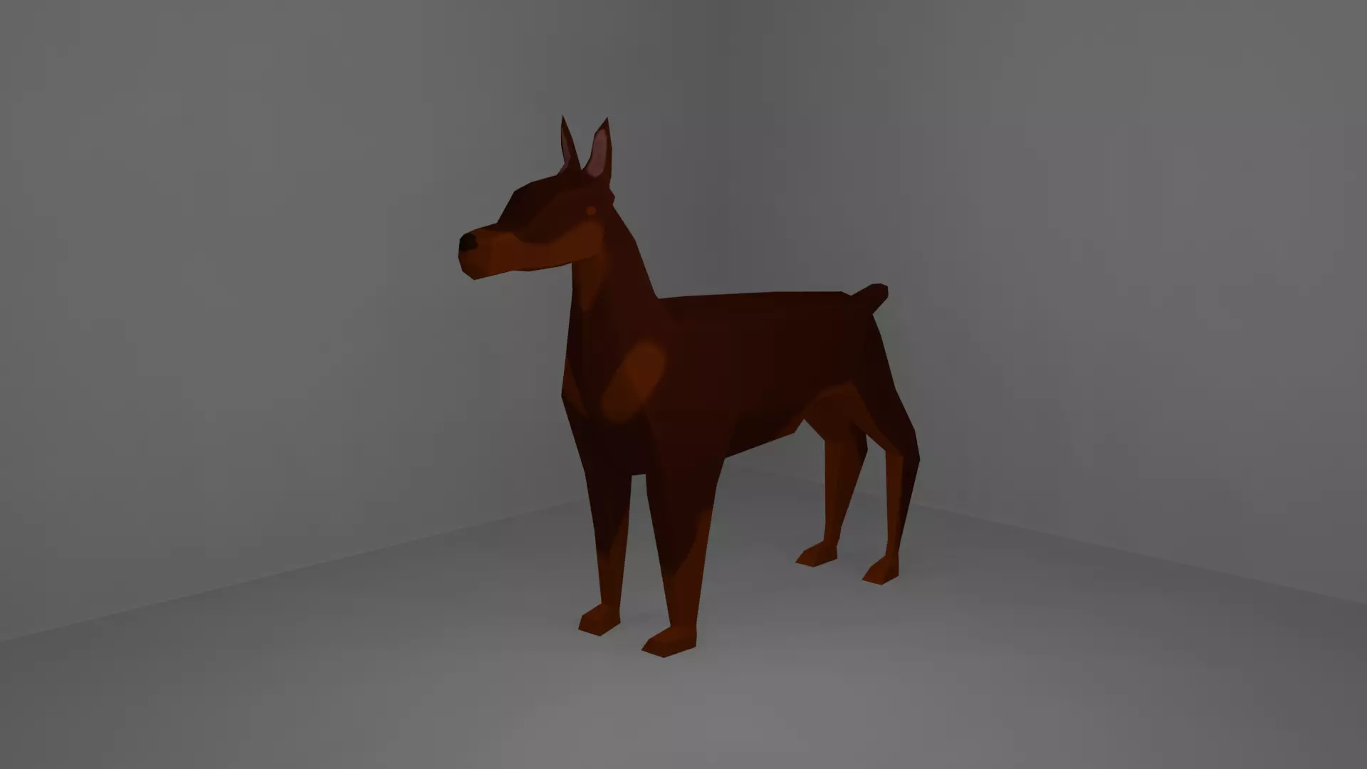 Doberman Dog Low Poly Low-poly 3D model_0