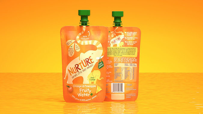 Nurture Fruity Water Orange and Pineapple 3D model 3