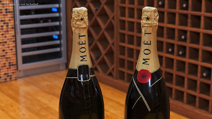 Champagne Moet in Wooden Box 3D model 4