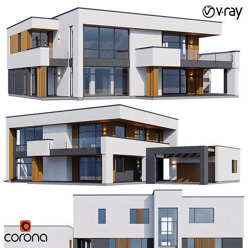 Modern house V89 3D model 2