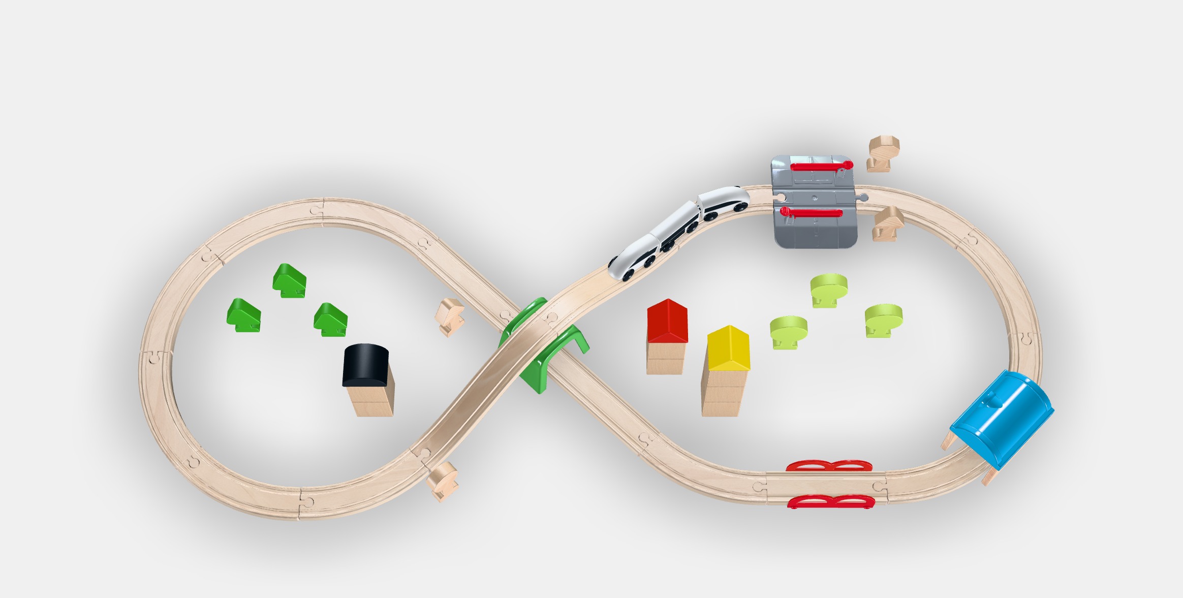 LILLABO 45-piece train set with rail Low-poly 3D model_7