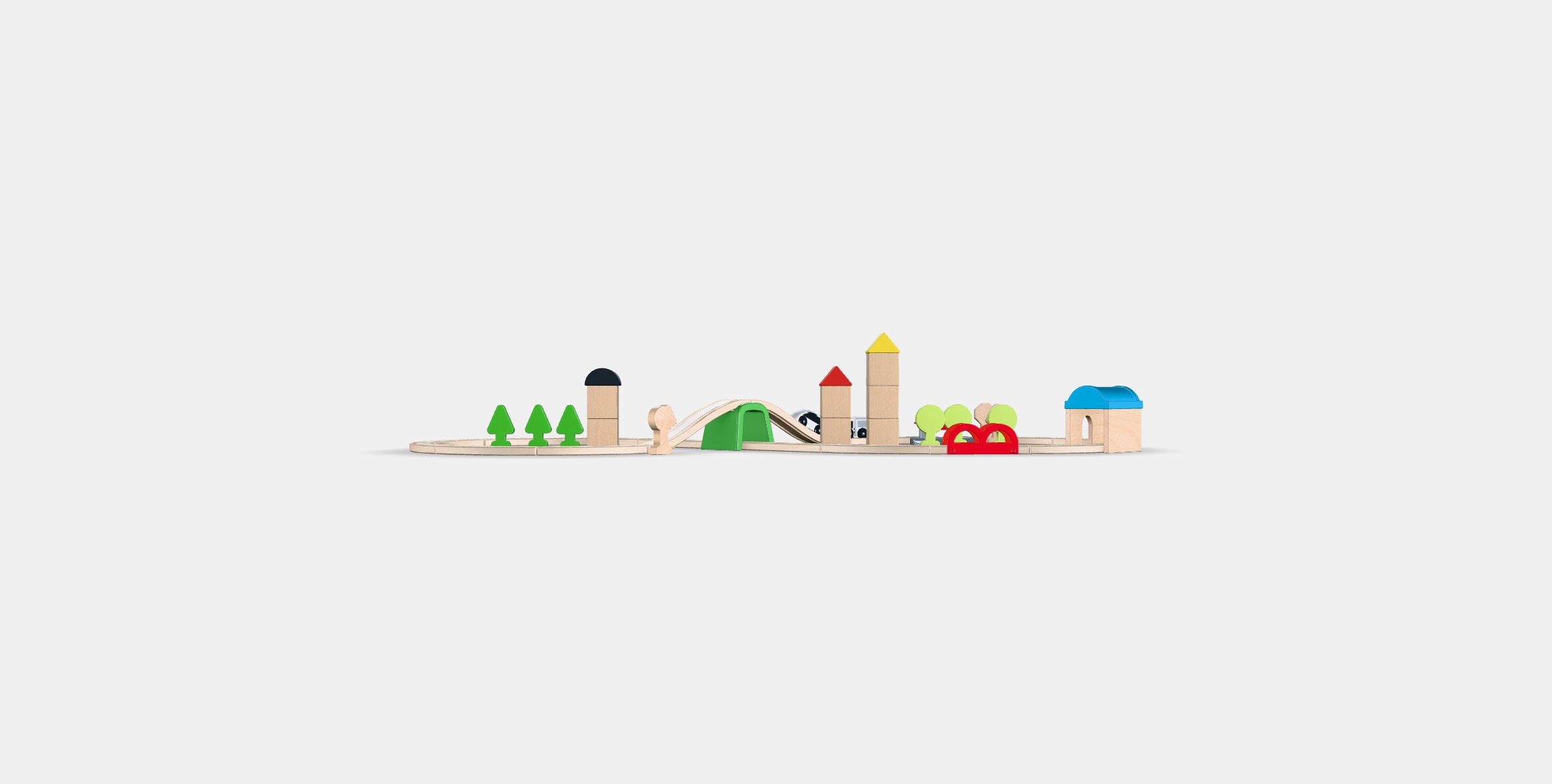 LILLABO 45-piece train set with rail Low-poly 3D model_14