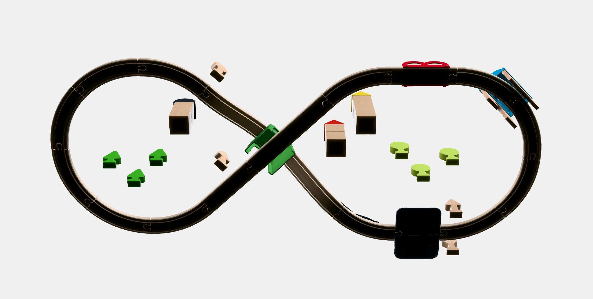 LILLABO 45-piece train set with rail Low-poly 3D model_10