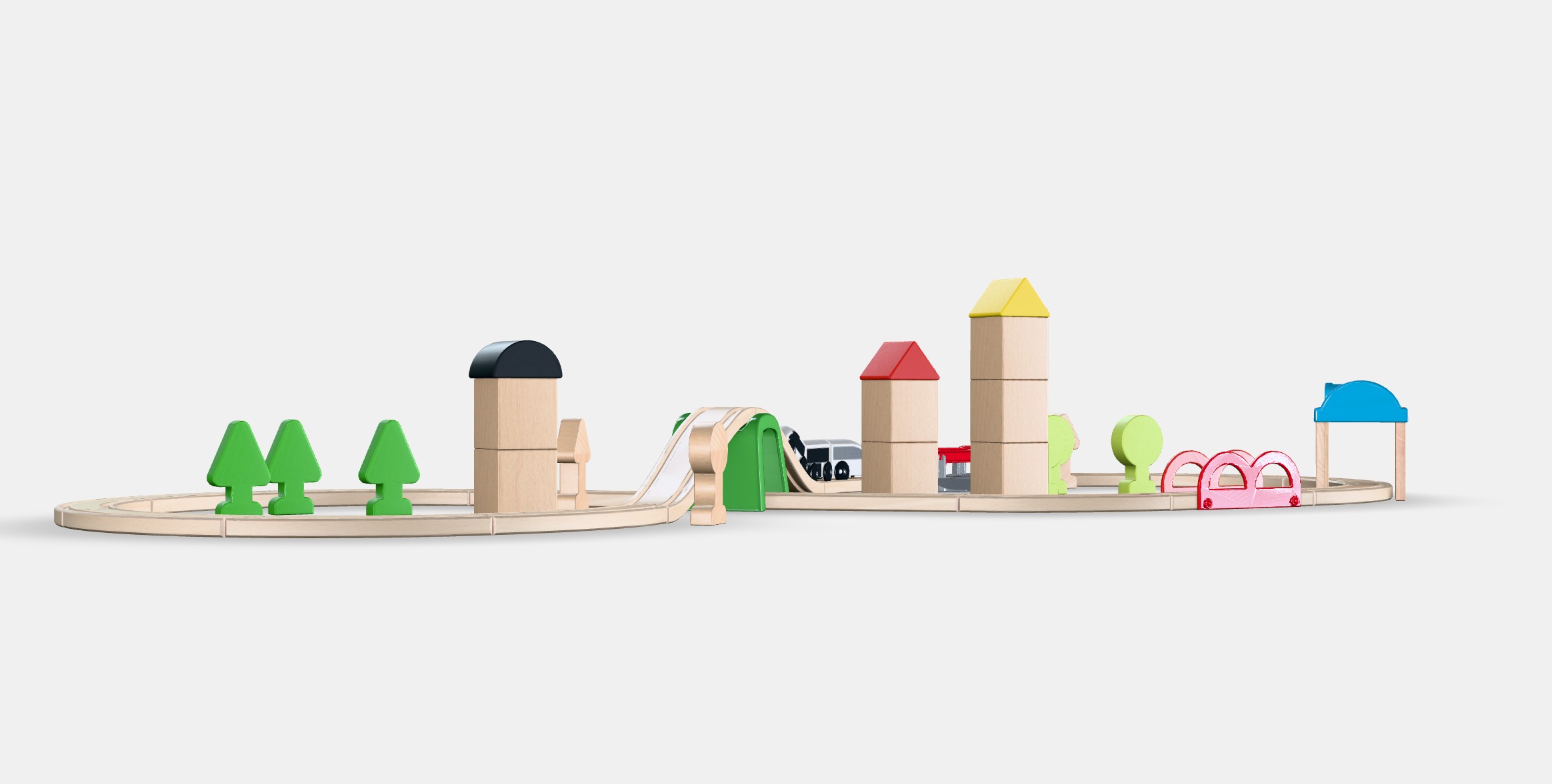 LILLABO 45-piece train set with rail Low-poly 3D model_3