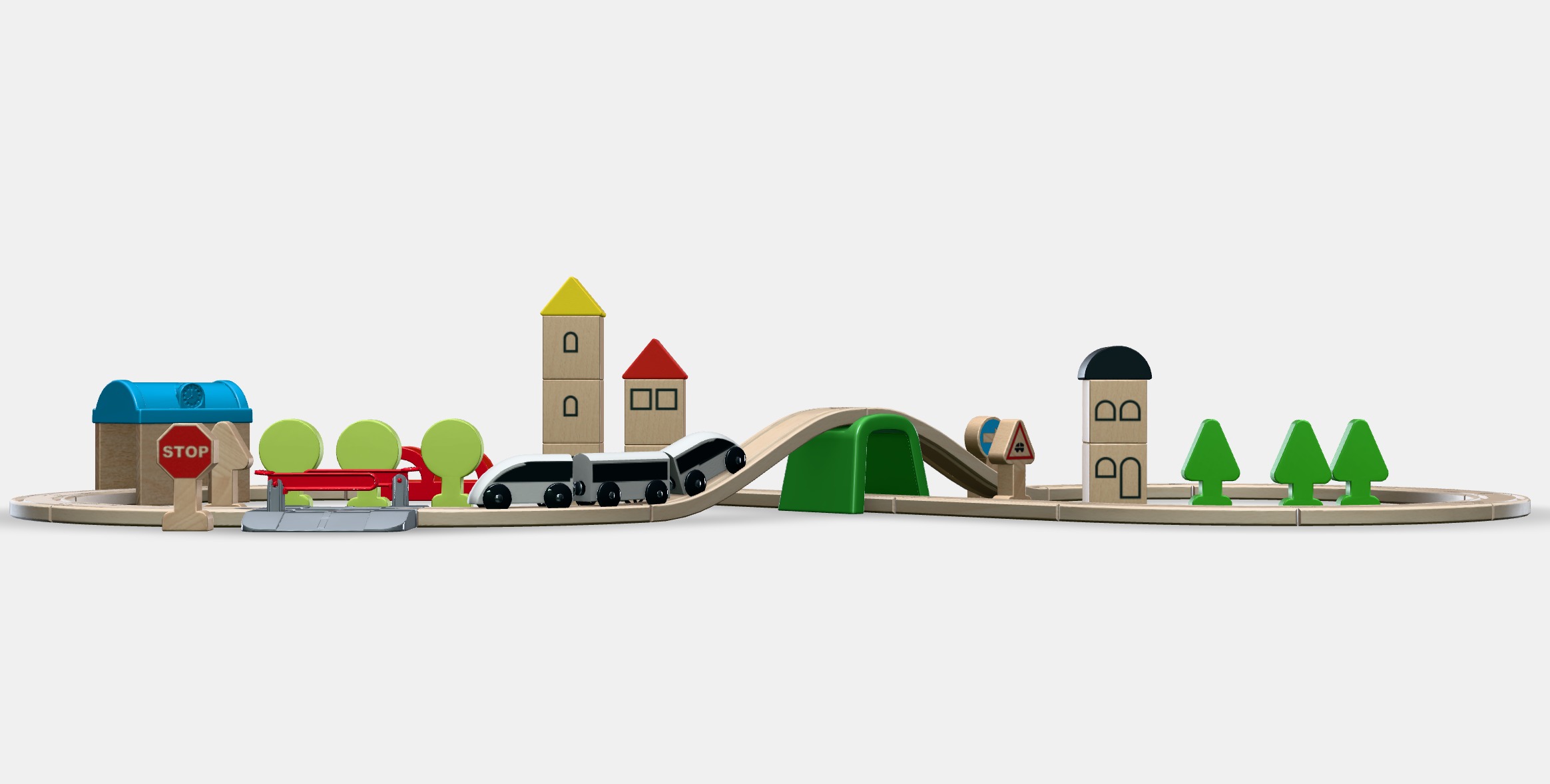 LILLABO 45-piece train set with rail Low-poly 3D model_11