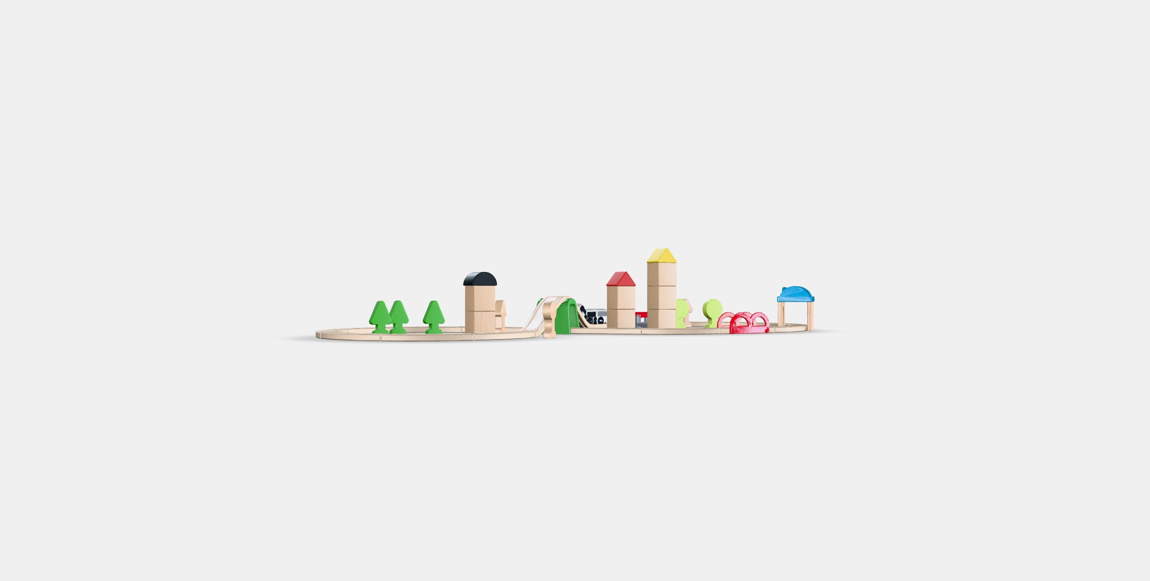 LILLABO 45-piece train set with rail Low-poly 3D model_16