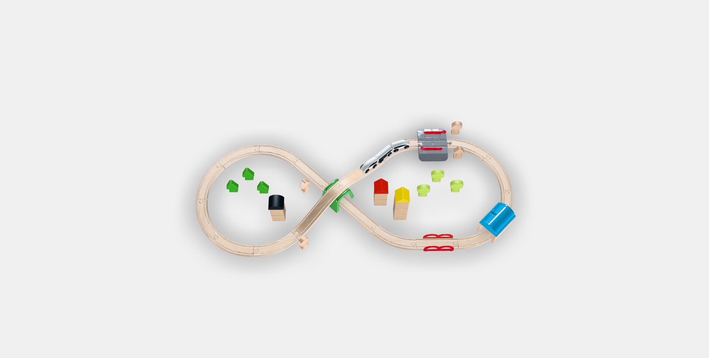LILLABO 45-piece train set with rail Low-poly 3D model_2