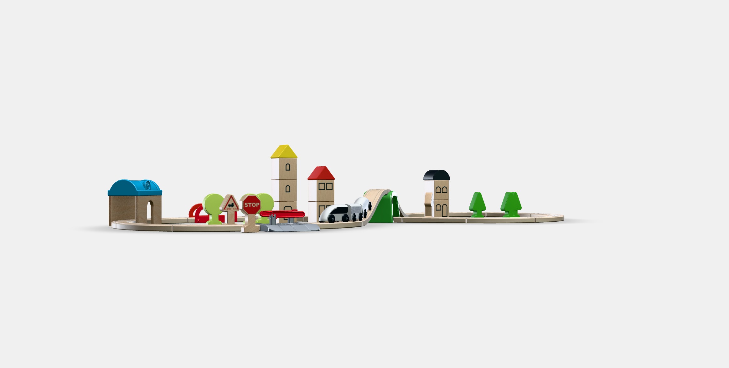 LILLABO 45-piece train set with rail Low-poly 3D model_8