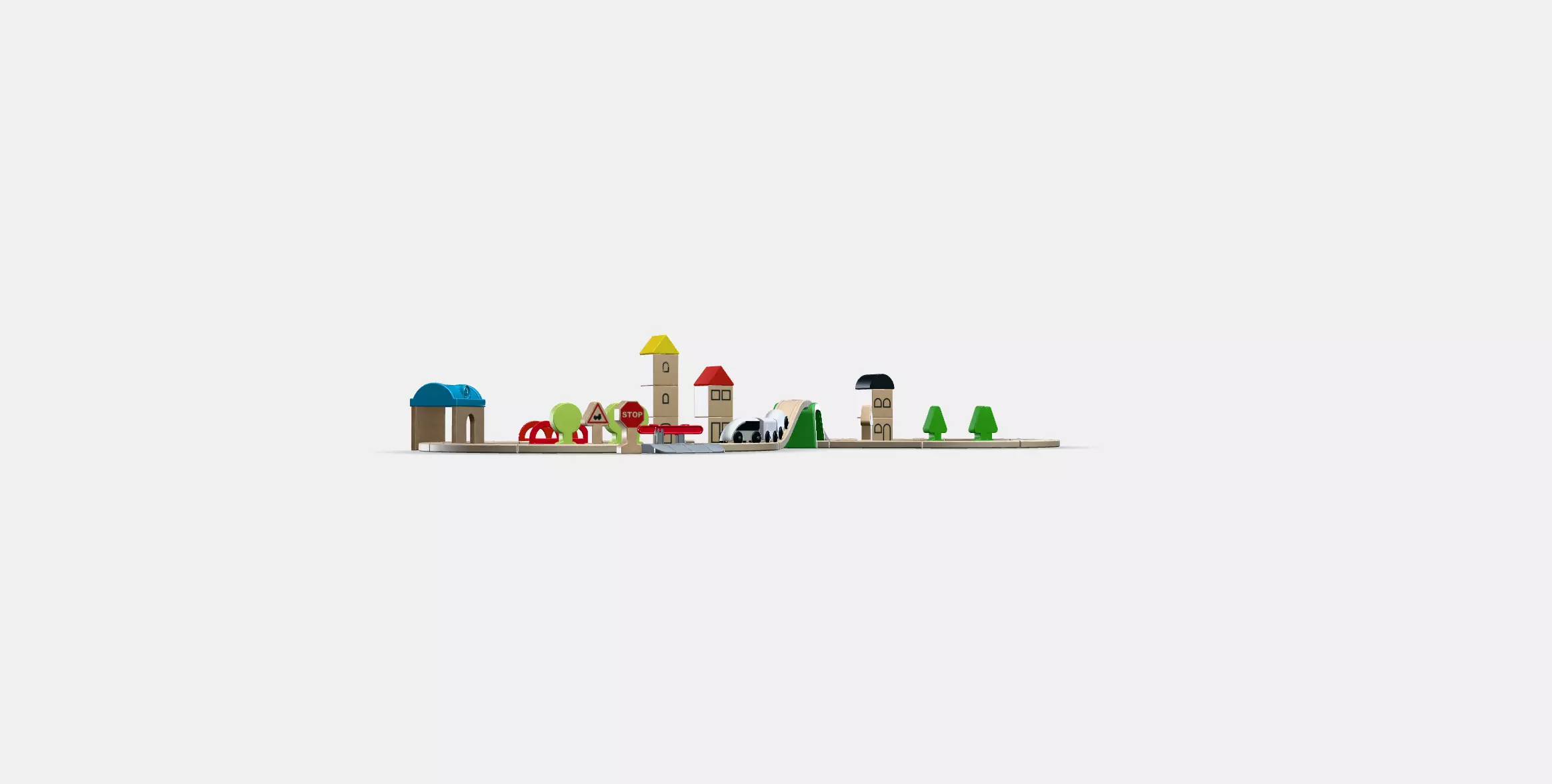 LILLABO 45-piece train set with rail Low-poly 3D model_0